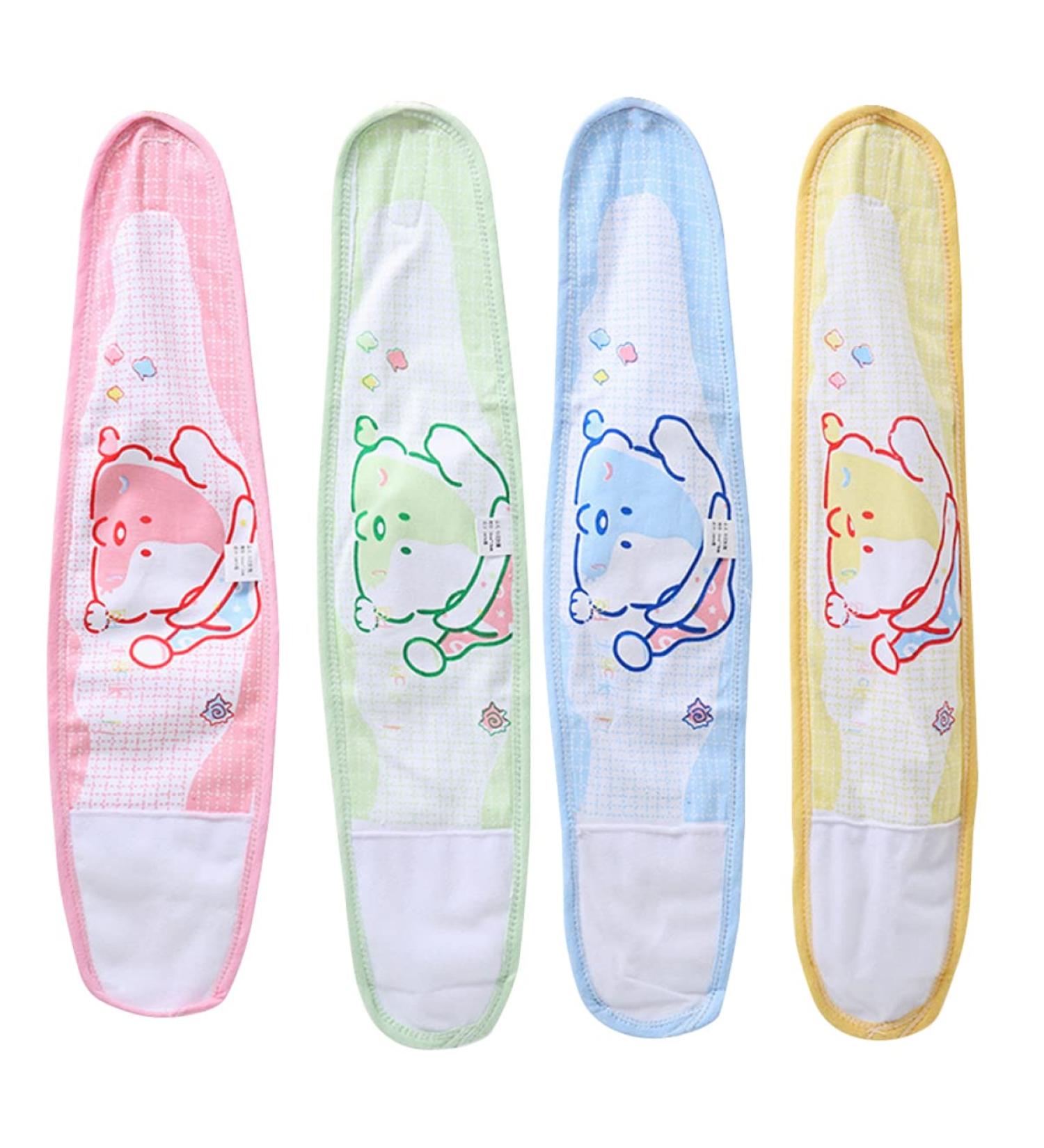 4pcs Baby Umbilical Cord Belly Bands | Bellybutton Protection Wrap for Newborn Boys and Girls | Assorted Colors | 50X13cm - Buy Online on SooperMarket.com
