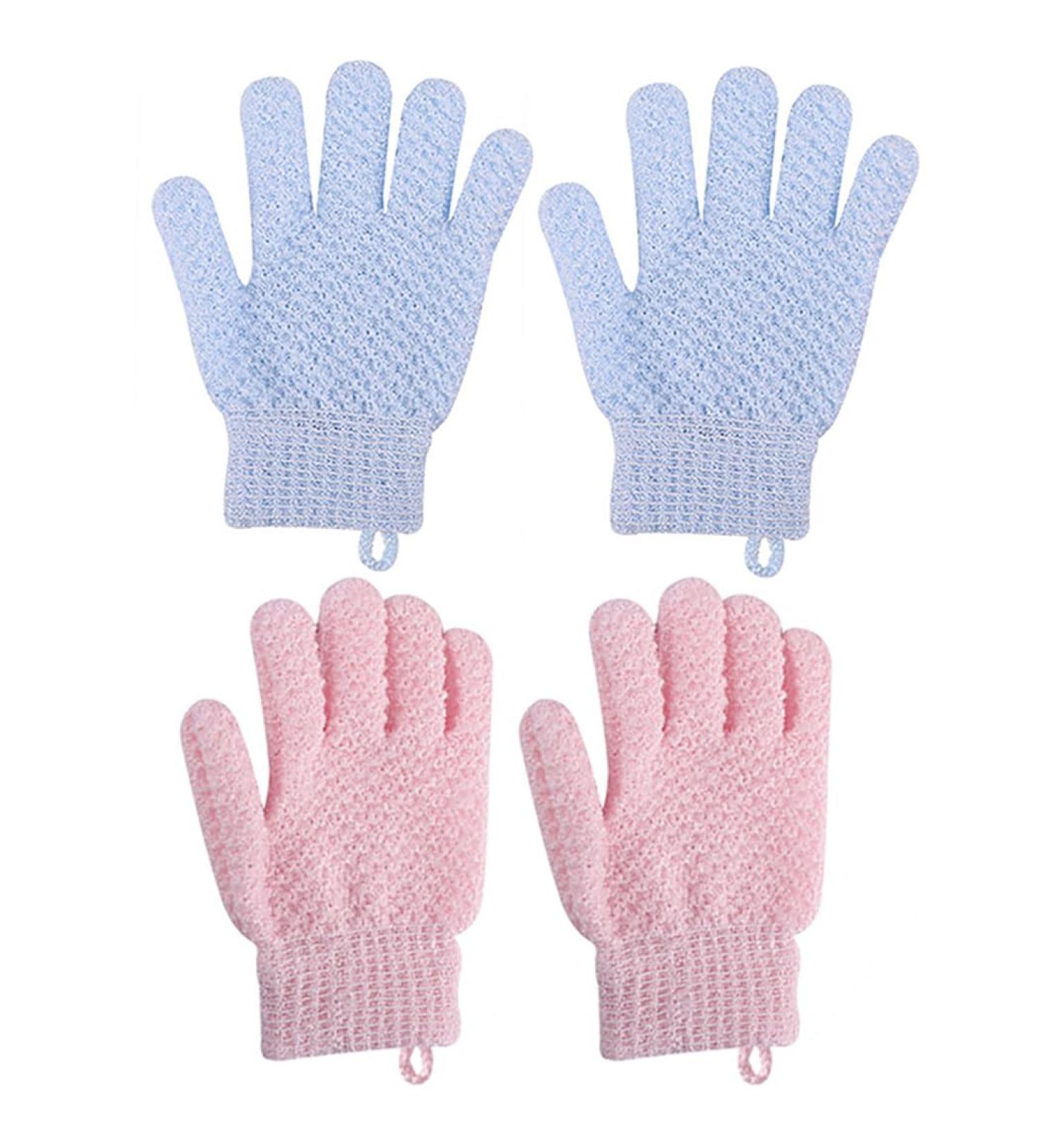 Reusable Soft Exfoliating Bath Gloves - Breathable Double Sided Body Scrubbers (2 Pairs) for Effective Cleansing & Massage - Buy Online on SooperMarket.com