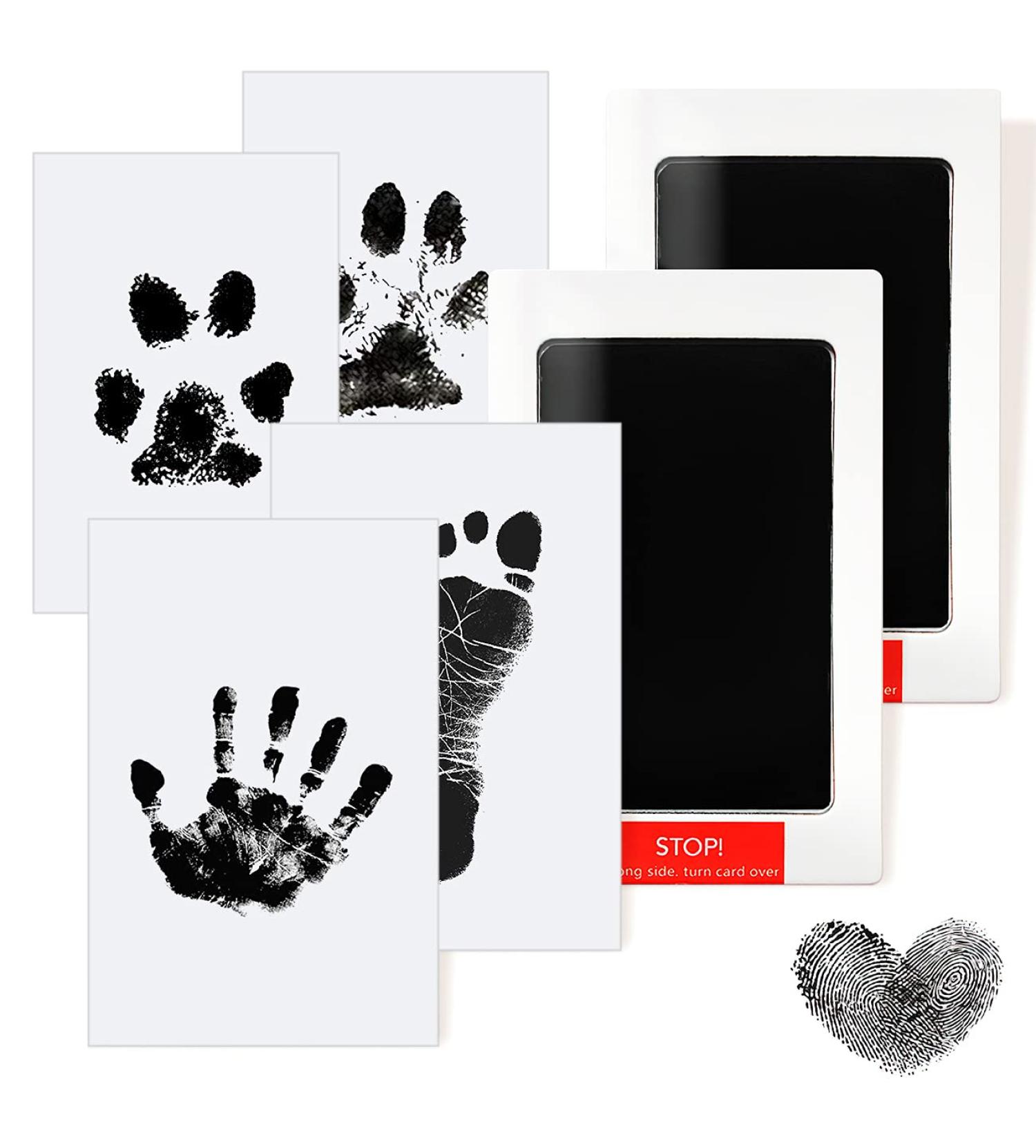 Aobetak Baby Footprint & Handprint Set - Safe Clean Touch Stamp Pillow for Newborns & Pets - 2 PCs Impression Kit (Black) - Buy Online on SooperMarket.com