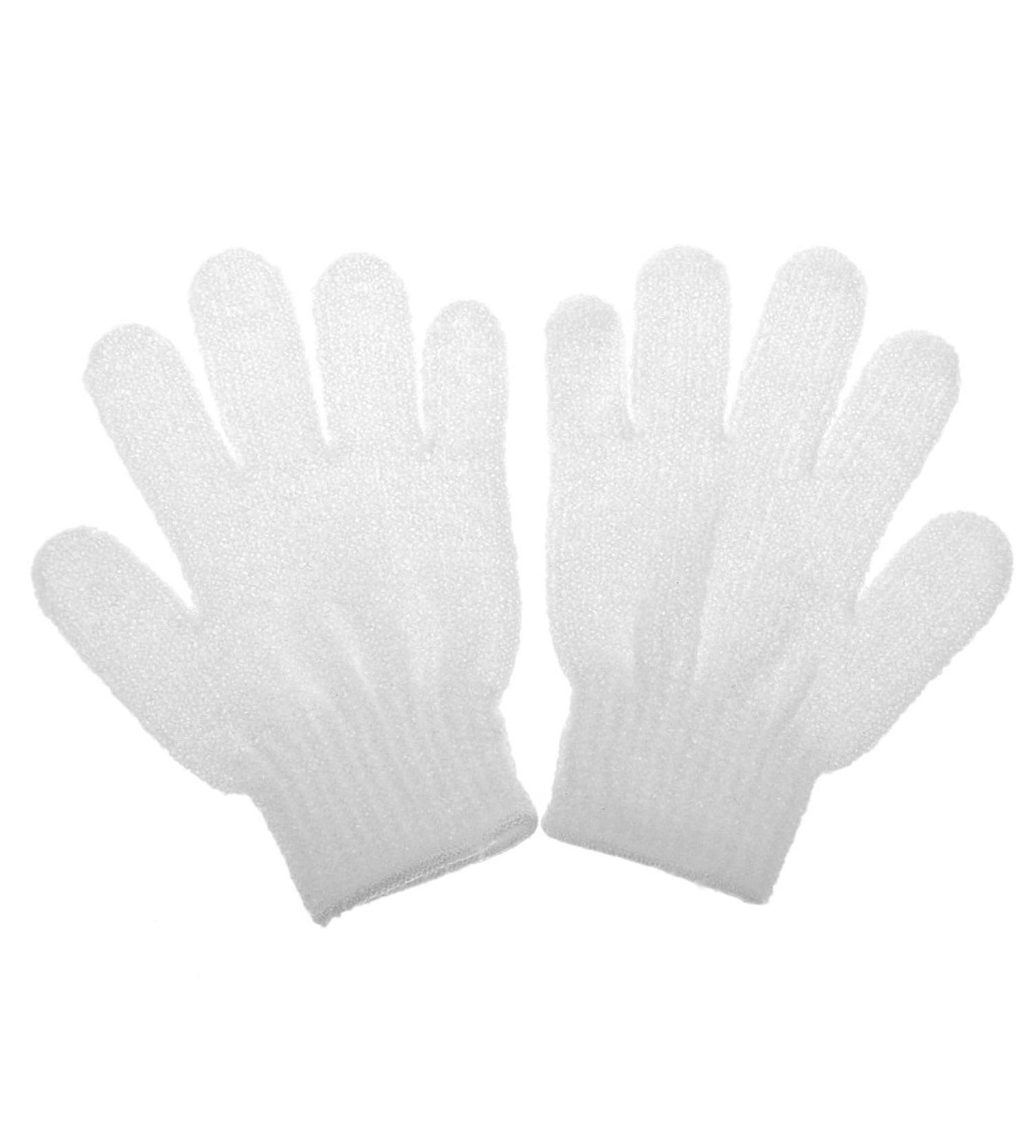 Exfoliating Peeling Bath Gloves - White 1 Pair (2 Pieces) for Spa-Like Skin Care | Fast International Shipping - Buy Online on SooperMarket.com