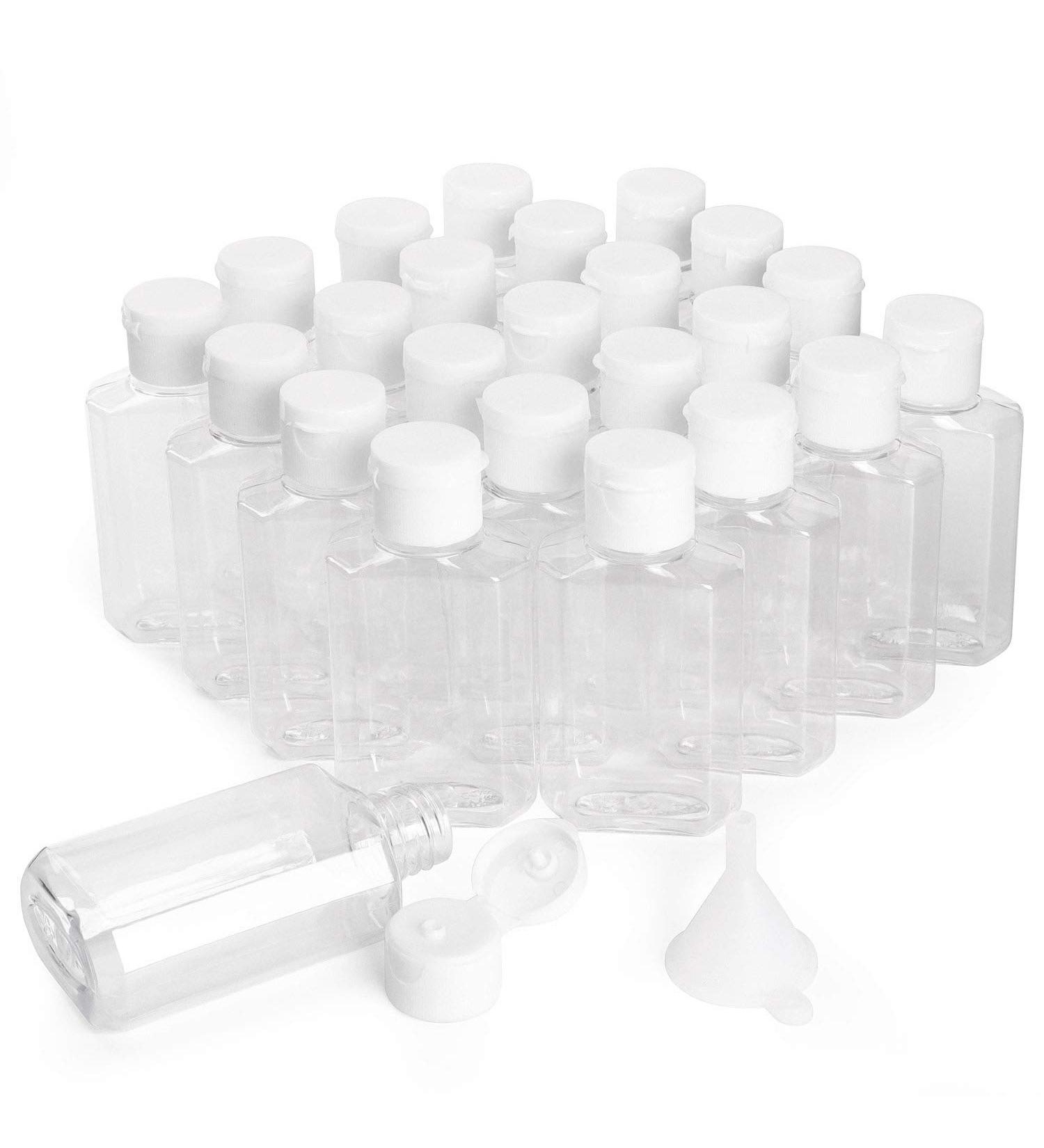HULISEN 24 Pack 2 oz Clear Empty Hand Sanitizer Bottles | Travel Size Containers with Flip Cap | Refillable for Hand Sanitizer - Baby Shower Favor | Not for High Viscosity Liquids - Buy Online on SooperMarket.com