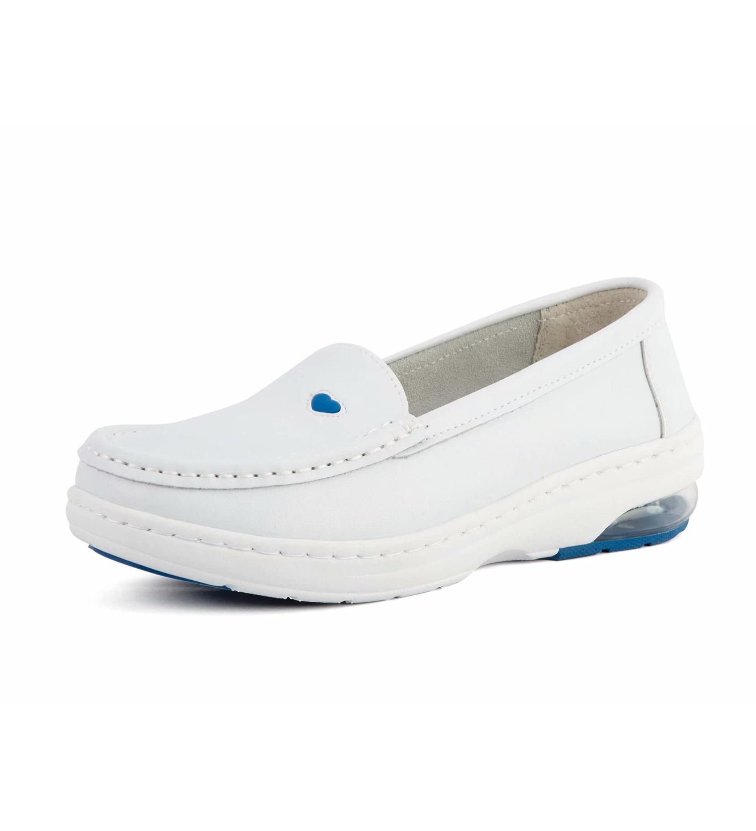 MaxMuxun Women's Non Slip Leather Nursing Shoes - Comfortable Slip-on Loafers for Restaurant Work - Blue, Size 5.5 - Buy Online on SooperMarket.com