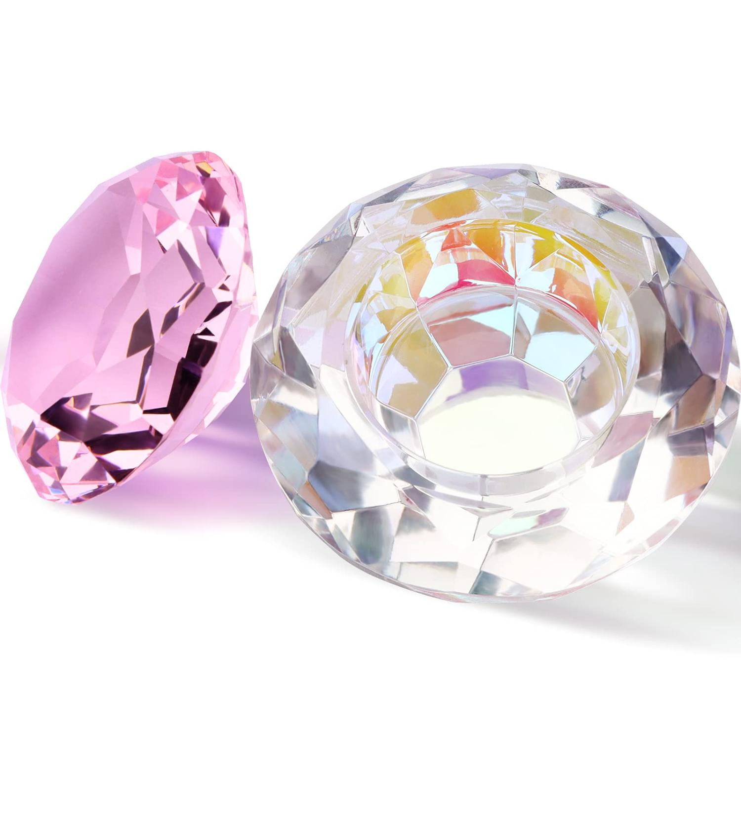 Nail Art Dappen Dish with Gemstone Lid - Pink | Kalolary Monomer Cups for Acrylic Liquid | Nail Glass Crystal Cup Bowl for Acrylic Powder - Buy Online on SooperMarket.com