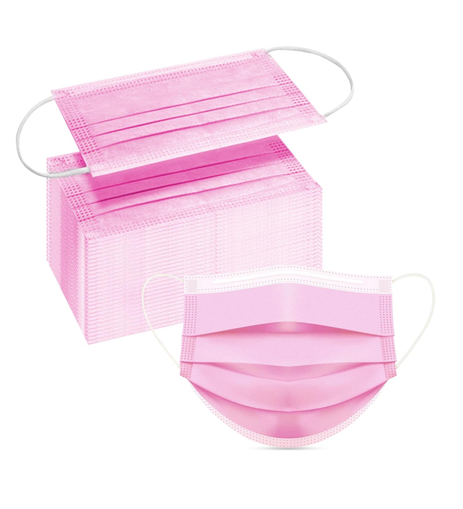 CB-Beautiful 100 Pcs Pink Disposable 3 Ply Earloop Face Masks for Adults - Buy Online on SooperMarket.com