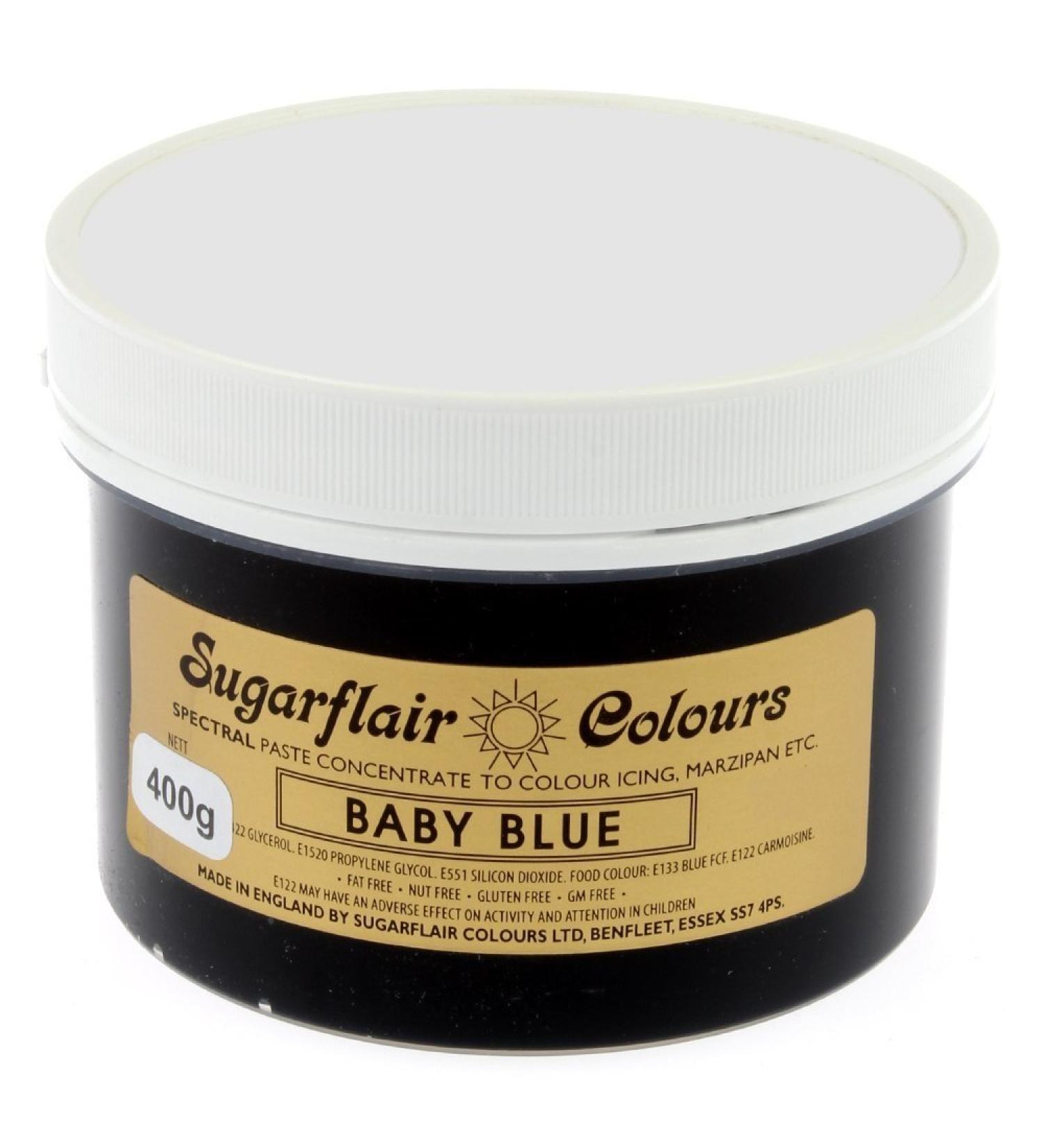 Sugarflair BULK 400 gram Concentrated Food Colour Paste Gel Cake Decorating. Red Green Yellow Pink Blue Black (Baby Blue)