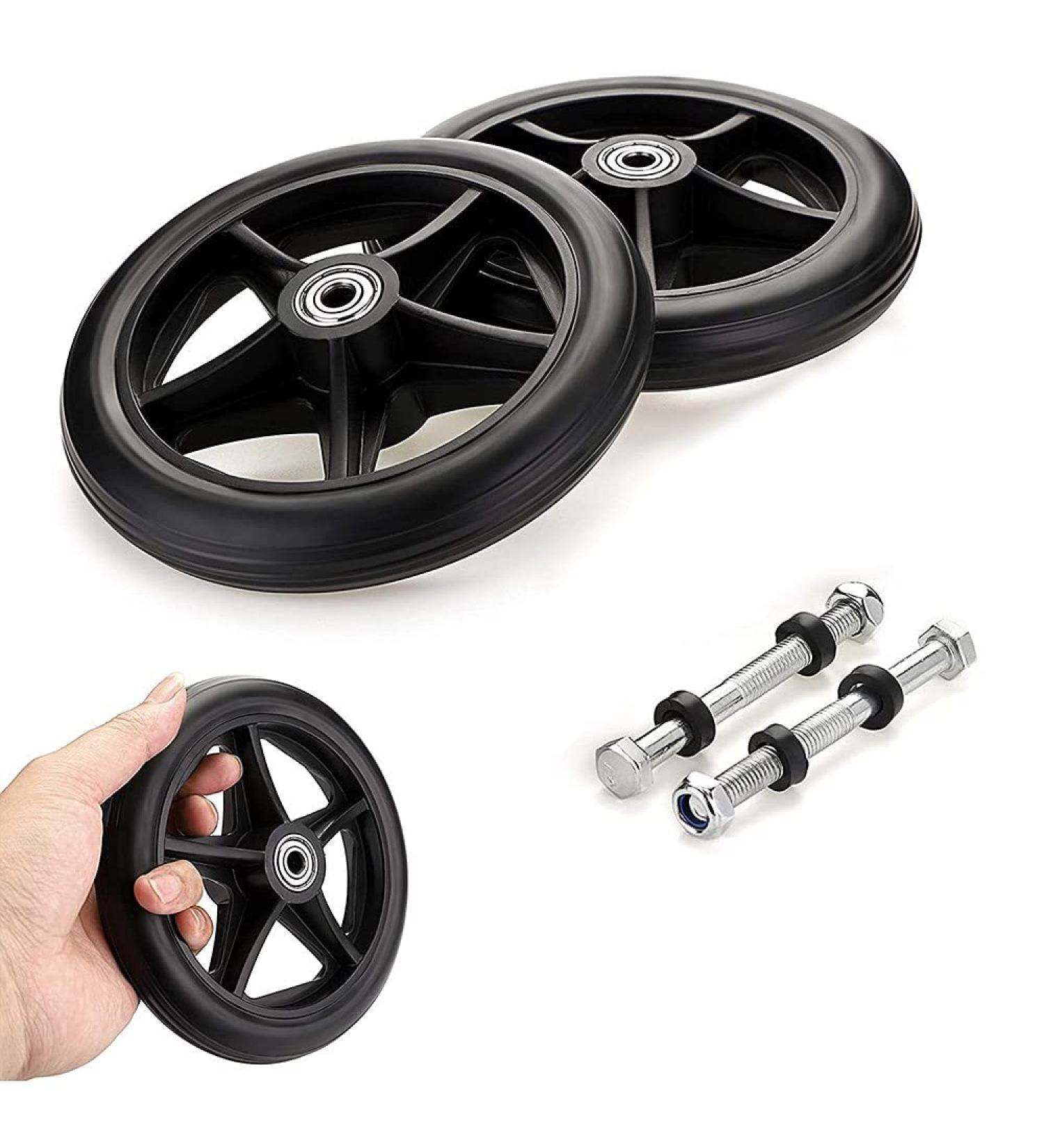 Wheelchair Front Wheel 1 Pair Wheelchair Front Wheels PVC Solid Wheelchair Front Professional Anti-Slip Wheelchair Wheel Accessories for Rollators Walk/Gray/7Inch(Black 6Inch) 6Inch Black - Buy Online on SooperMarket.com