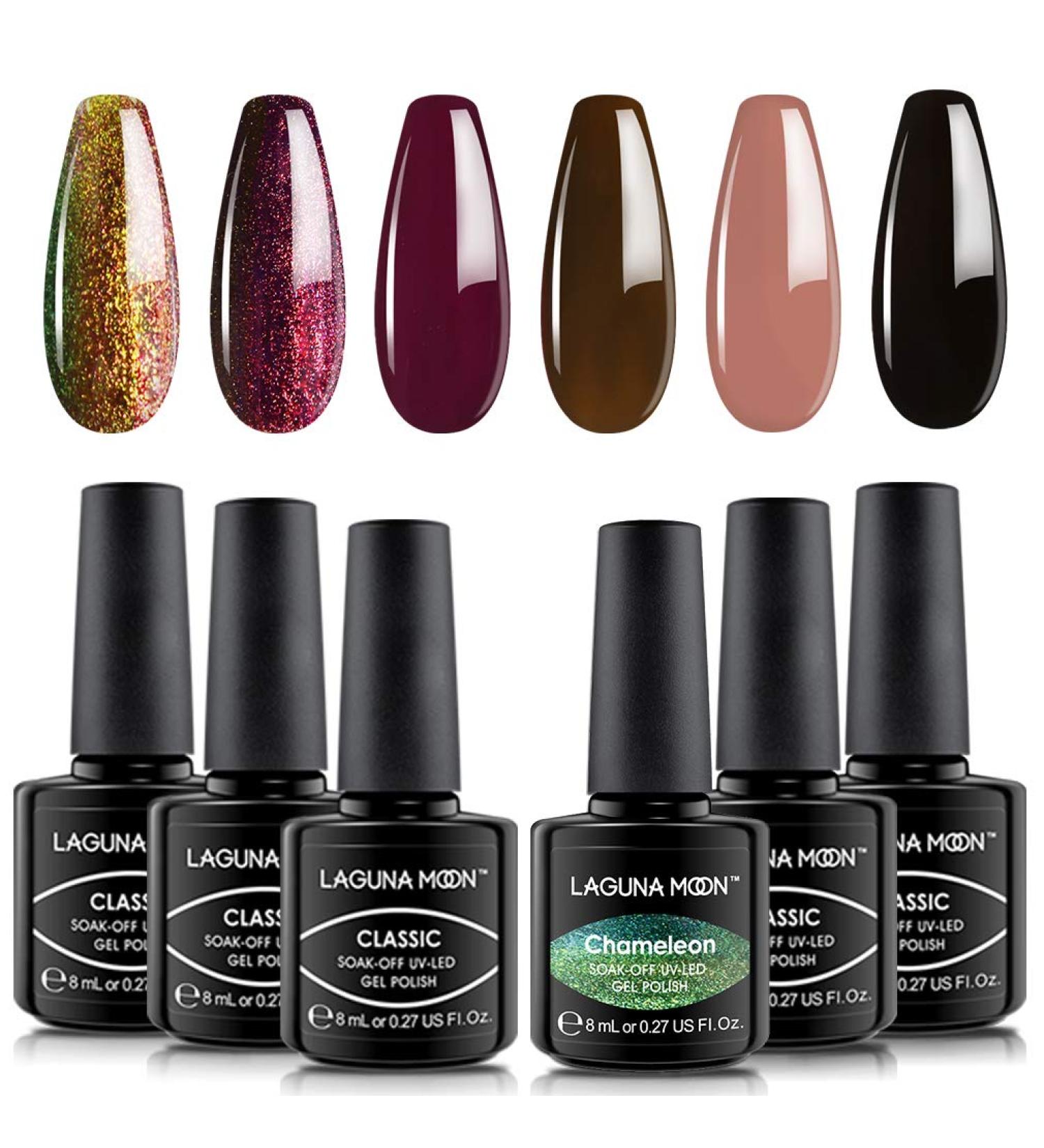 Peacock Theme Gel Nail Polish Set - 6 Colors | Soak Off UV LED Varnish Kit - 8ML Bottles | Hot Summer Collection by Lagunamoon - Buy Online on SooperMarket.com
