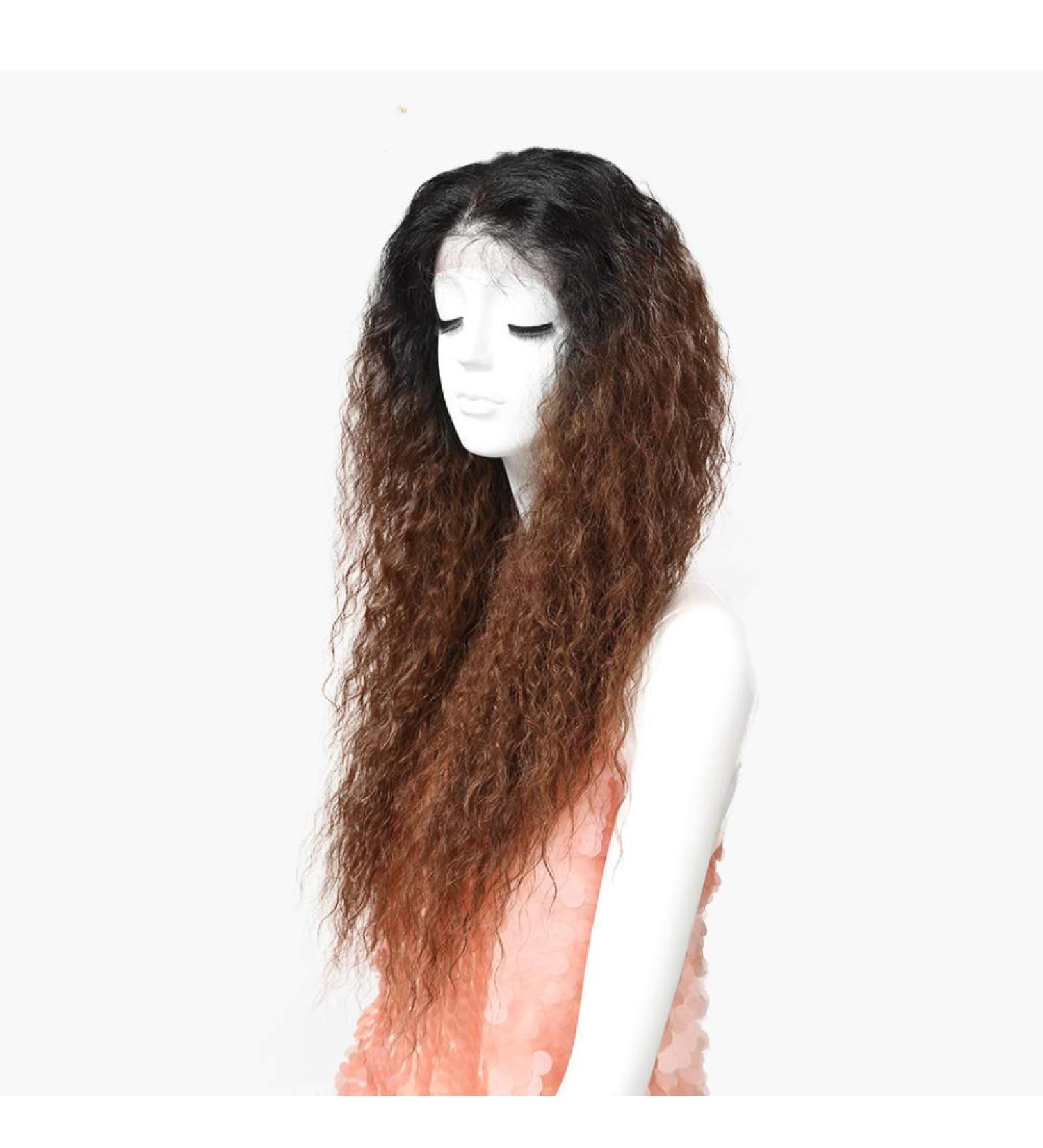 SHIYID Synthetic Lace Front Wig - Brown Afro Kinky Curly Wig for Black Women | International Shipping - Buy Online on SooperMarket.com