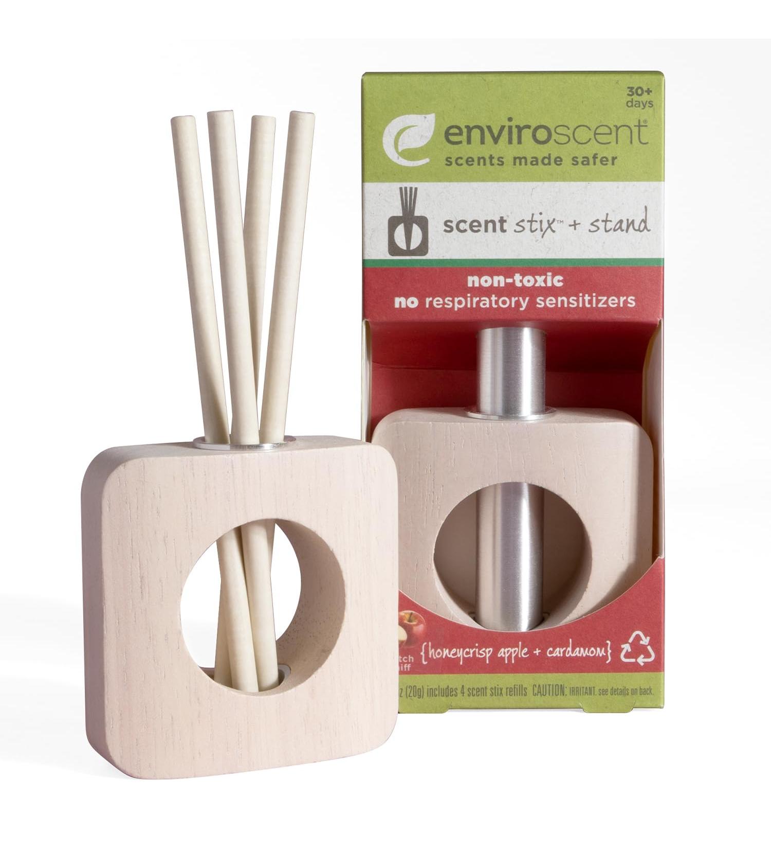 Enviroscent Ltd Edition Seasonal Non-Toxic Air Freshener Kit - Honeycrisp Apple & Cardamom | Essential Oils 6 Stix Mango Wood Stand | International Shipping - Buy Online on SooperMarket.com