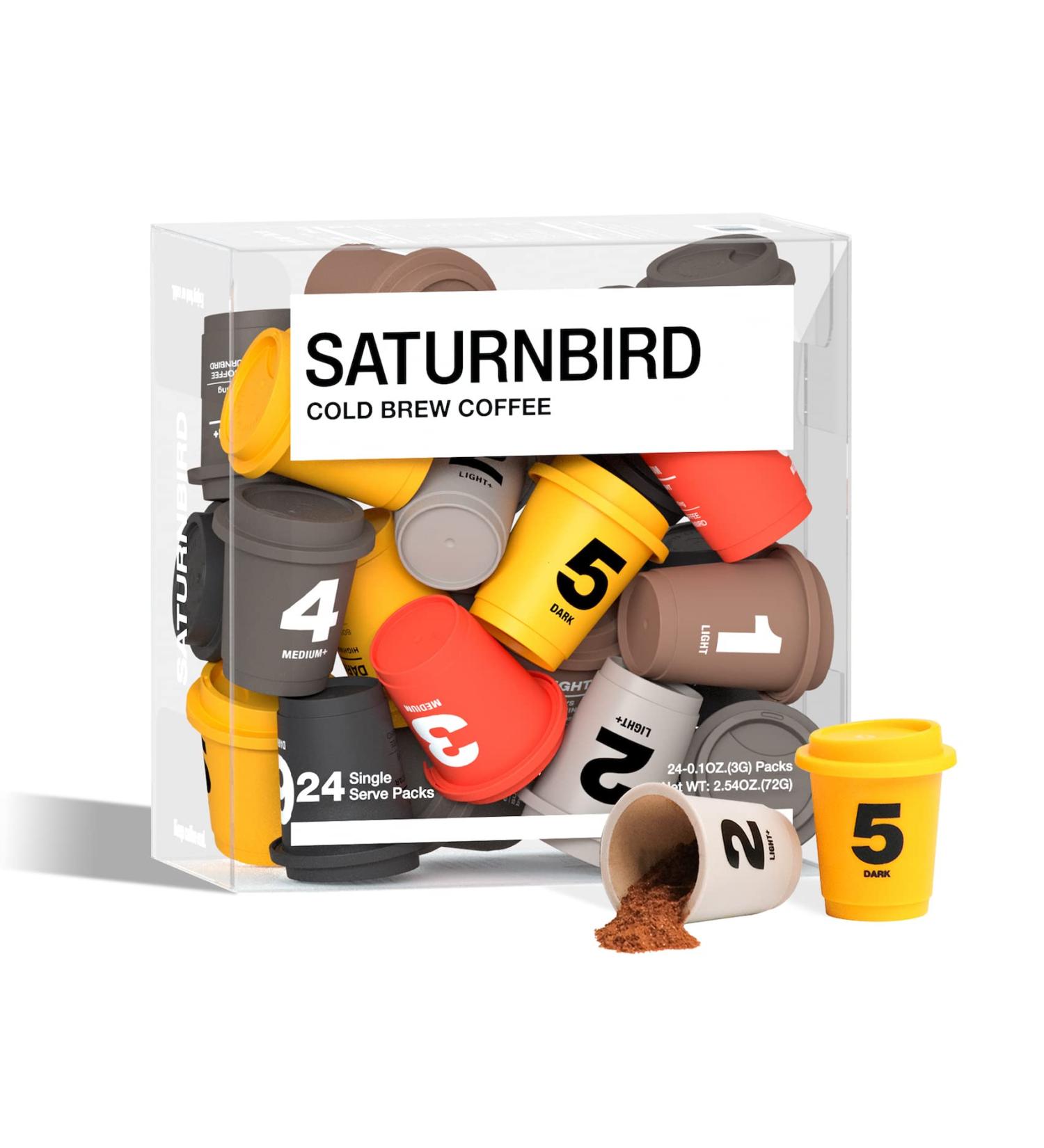 Saturnbird Instant Coffee Packets - Specialty Grade Light, Medium & Dark Roast - 6 Flavors - 100% Arabica Coffee - 24 Single Serve Packets for Camping, Traveling, Home & Office - Buy Online on SooperMarket.com