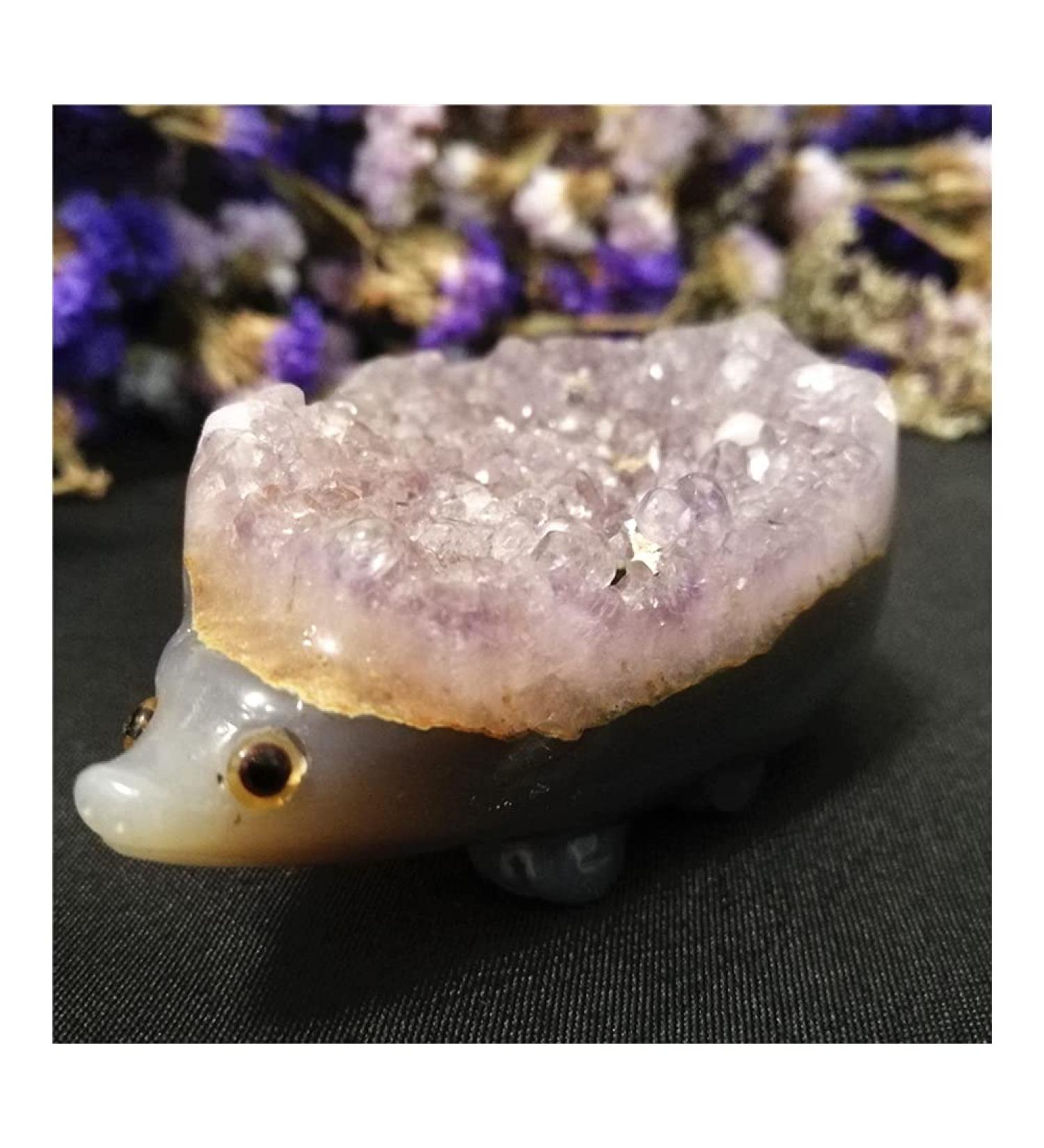 Natural Amethyst Hand Carved Gemstones Animals Cluster geode Quartz Crystals Hedgehog Minerals Home Decor Gift Home Collections (Color : Amethyst Size : 140g) 140g Amethyst - Buy Online on SooperMarket.com