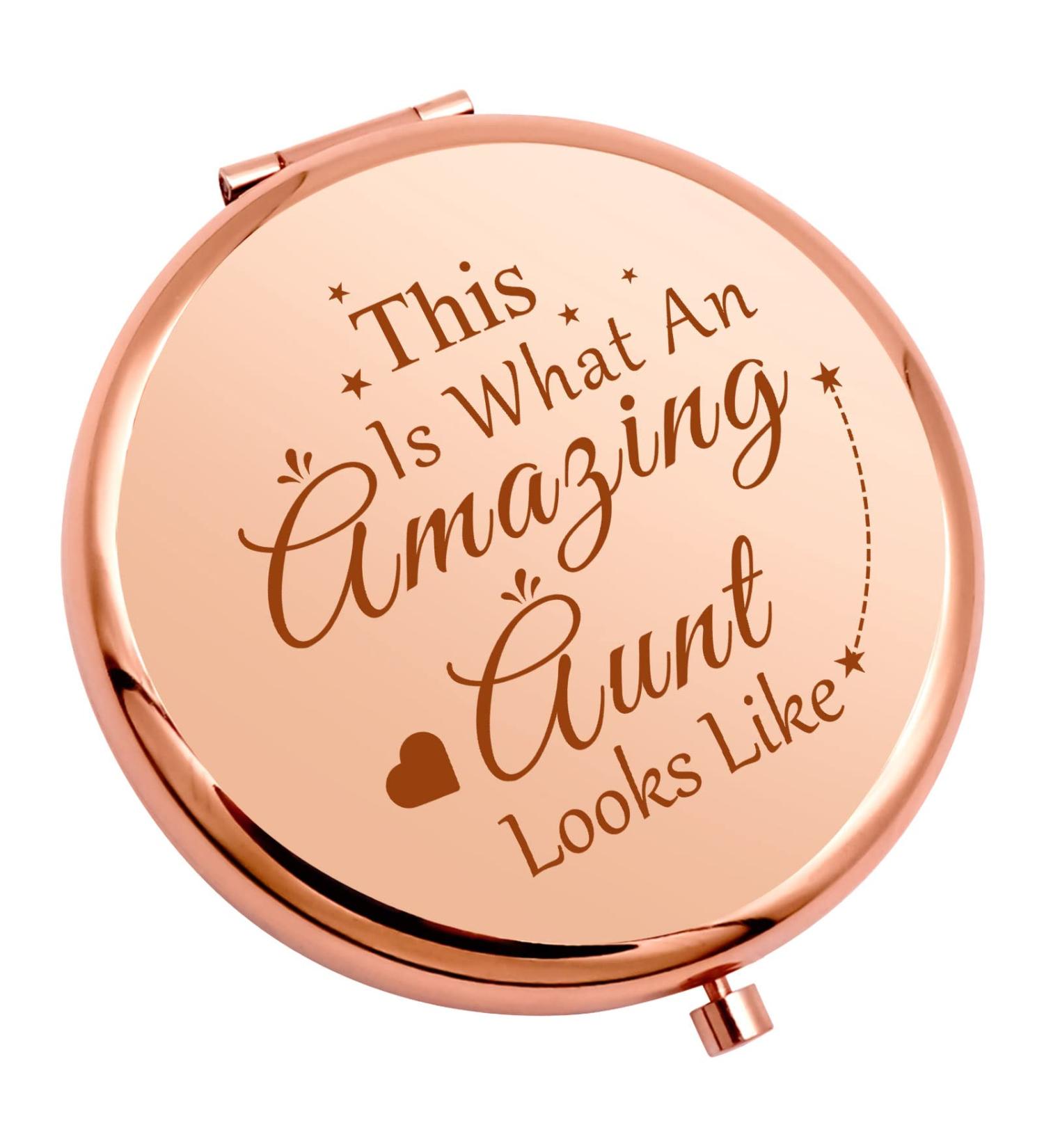 Auntie Compact Mirror Gift from Niece/Nephew | Birthday/Retirement Appreciation & Travel Makeup Mirror - Buy Online on SooperMarket.com