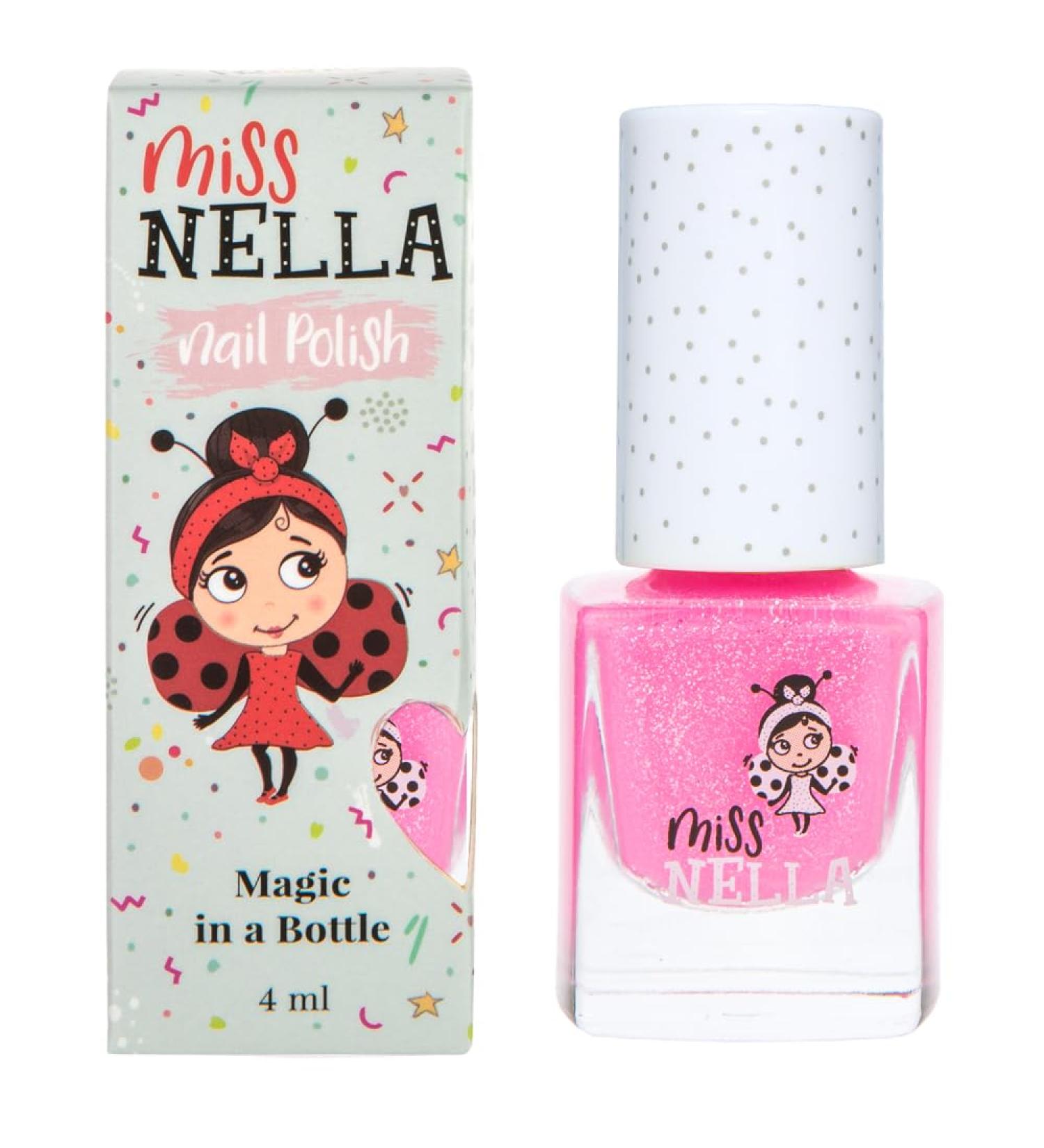 Miss Nella Watermelon Popsicle Safe Neon Pink Glitter Nail Polish for Kids - Non-Toxic, Odour Free Formula | Water Based, Easy Peel Off | Children and Toddlers - Buy Online on SooperMarket.com