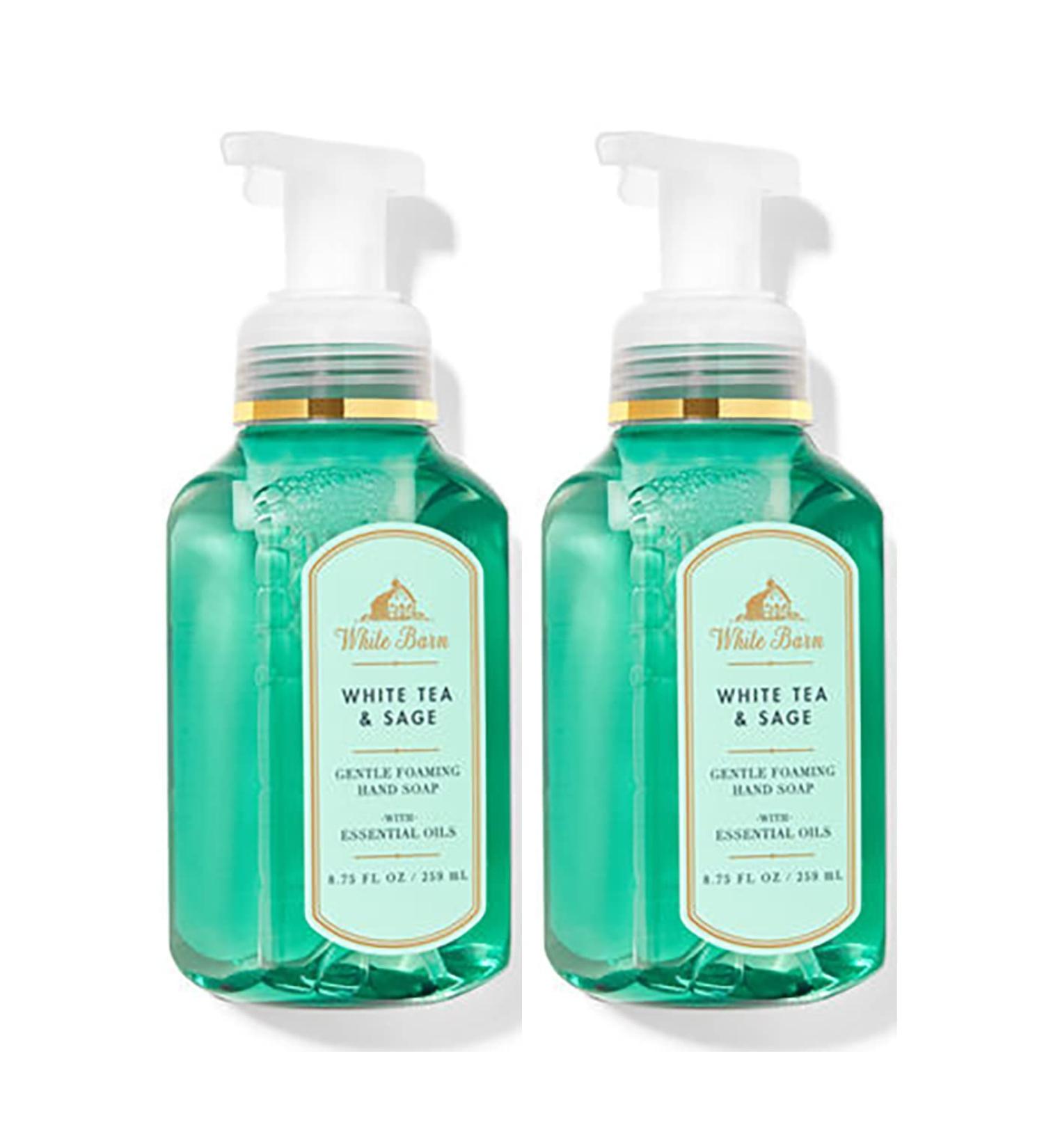 Bath & Body Works Bath and Body Works White Tea & Sage Gentle Foaming Hand Soap 8.75 Ounce 2-Pack (White Sage) 17.5 Ounce White Tea & Sage 8.75 Ounce