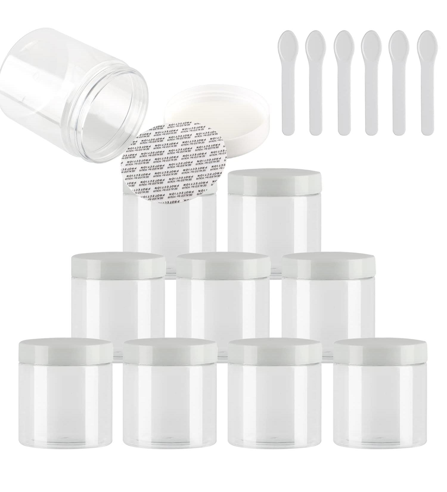Buy Tianzd 12-Piece Small 250ml Transparent Plastic Cream Cans with White Lids - Perfect for Cosmetics & Creams - Includes 6 Spatulas - International Shipping Available - Buy Online on SooperMarket.com