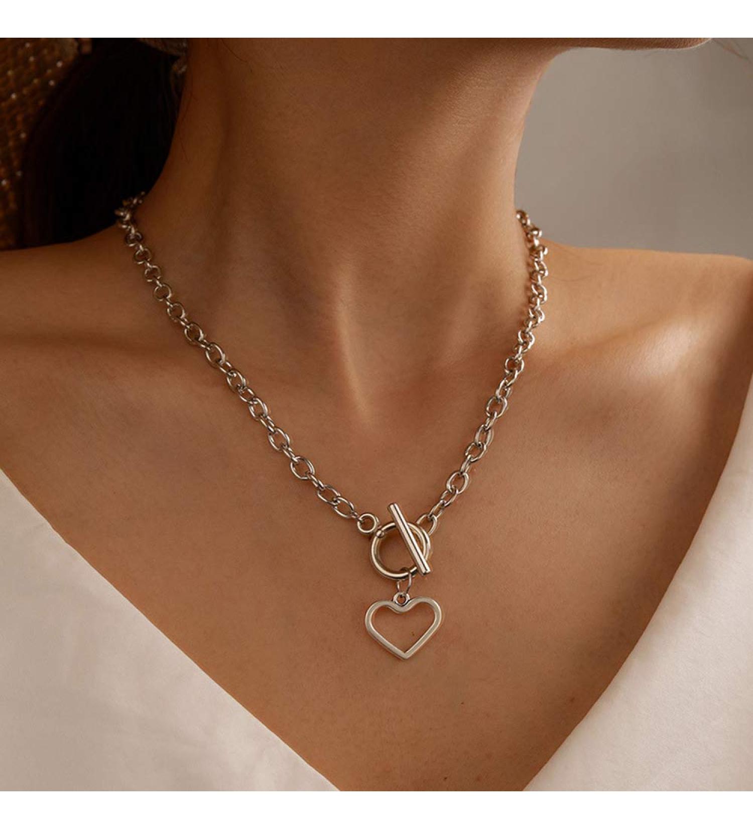 Missgrace Dainty Love Layered Choker Necklaces - Handmade Silver Pendant Set for Women & Girls - Adjustable Multilayer Chains - Buy Online on SooperMarket.com