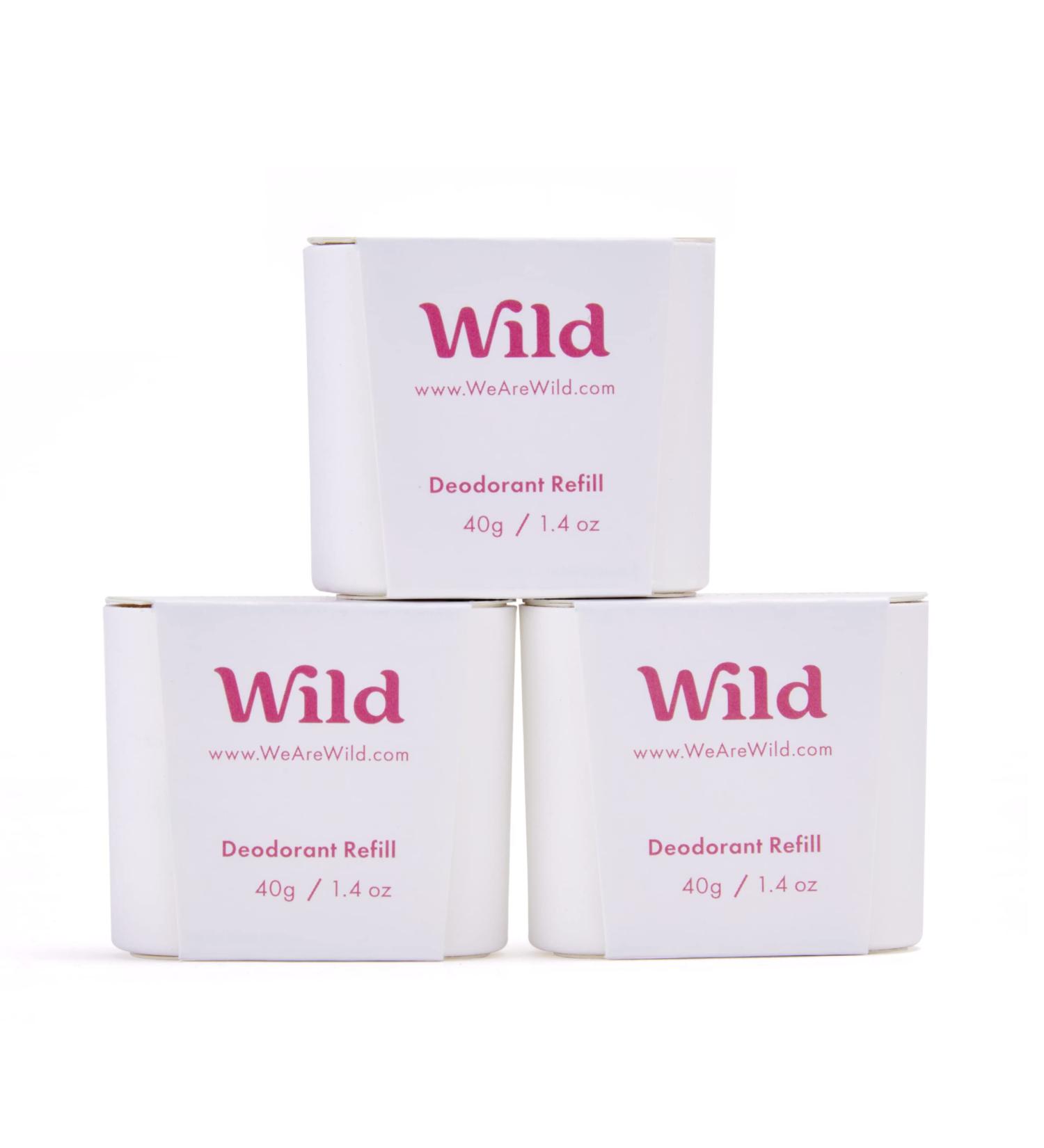 Wild - Natural Refillable Deodorant - Jasmine & Mandarin Blossom Refill Trio Pack - Vegan & Eco-Friendly - Aluminium Free - Long Lasting Protection - 100% Natural Ingredients - 3 Pack of 40g Refills Jasmine & Mandarin Blossom 40 g (Pack of 3) - Buy Online on SooperMarket.com
