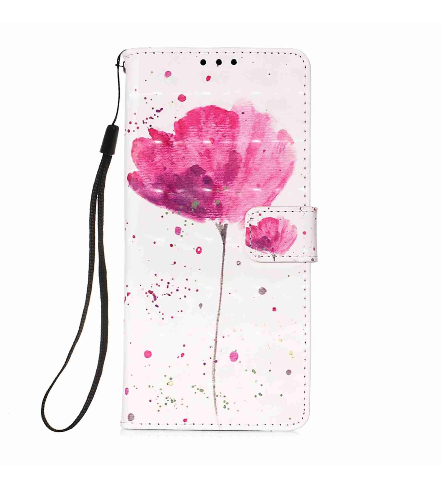 Samsung Galaxy A13 5G Wallet Case - Red Flower 3D Shiny PU Leather Card Holder - Buy Online on SooperMarket.com