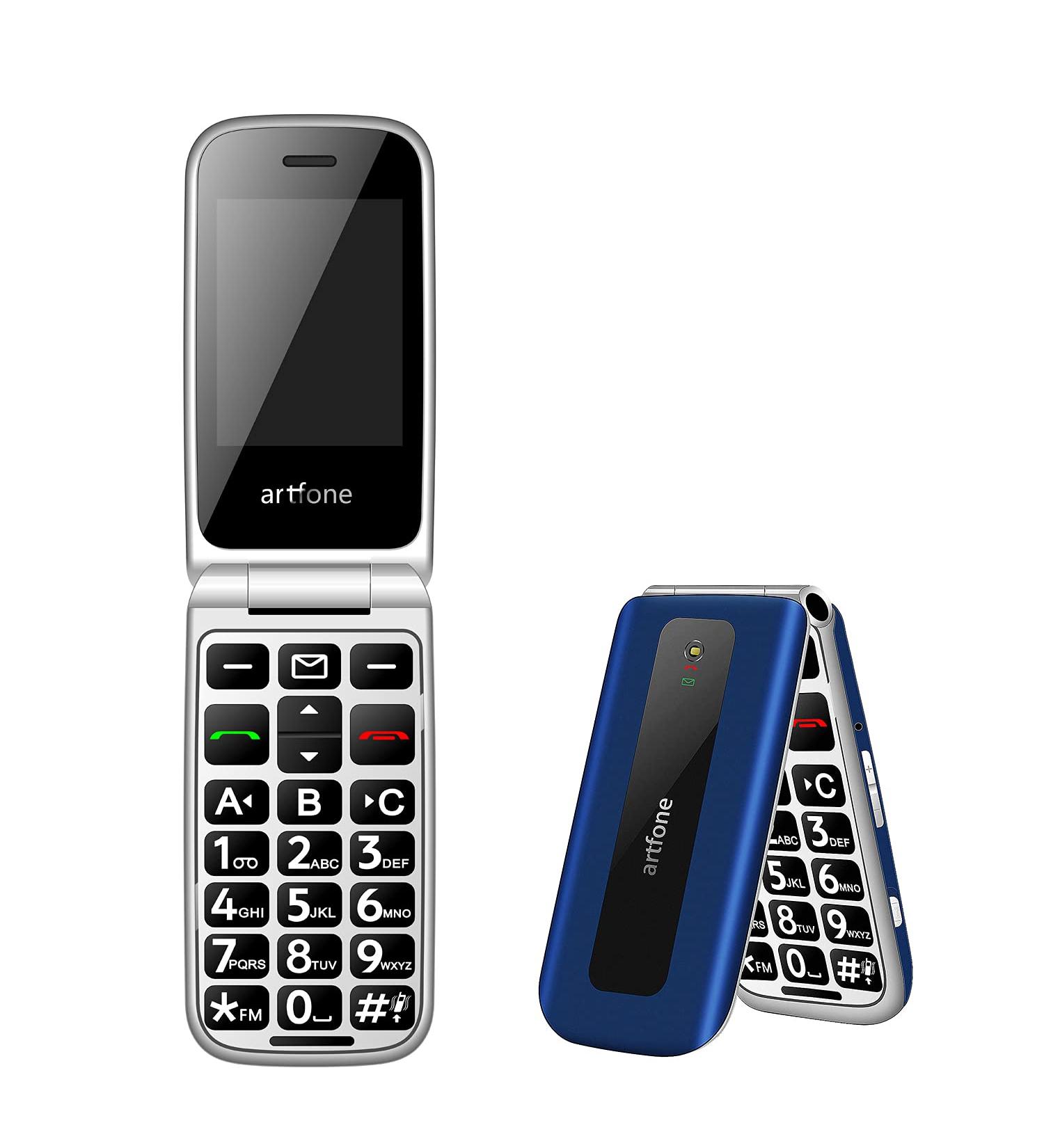 Artfone F20 Big Button Mobile Phone for Elderly - Sim Free, Easy to Use, SOS Button, Torch, FM Radio - 2.4 LCD Display - Blue - Buy Online on SooperMarket.com