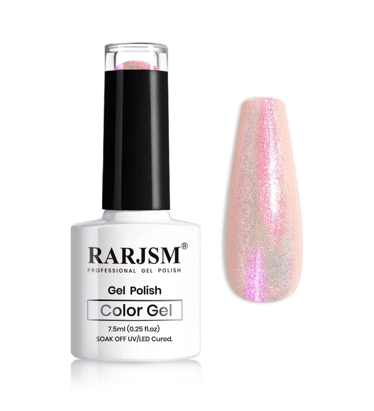 Pink Glitter Gel Polish - Reflective Sparkle Shiny Clear Pastel Nail Gel 7.5ml - UV/LED Cured - Nail Art Manicure - RARJSM(DZ16) - Buy Online on SooperMarket.com
