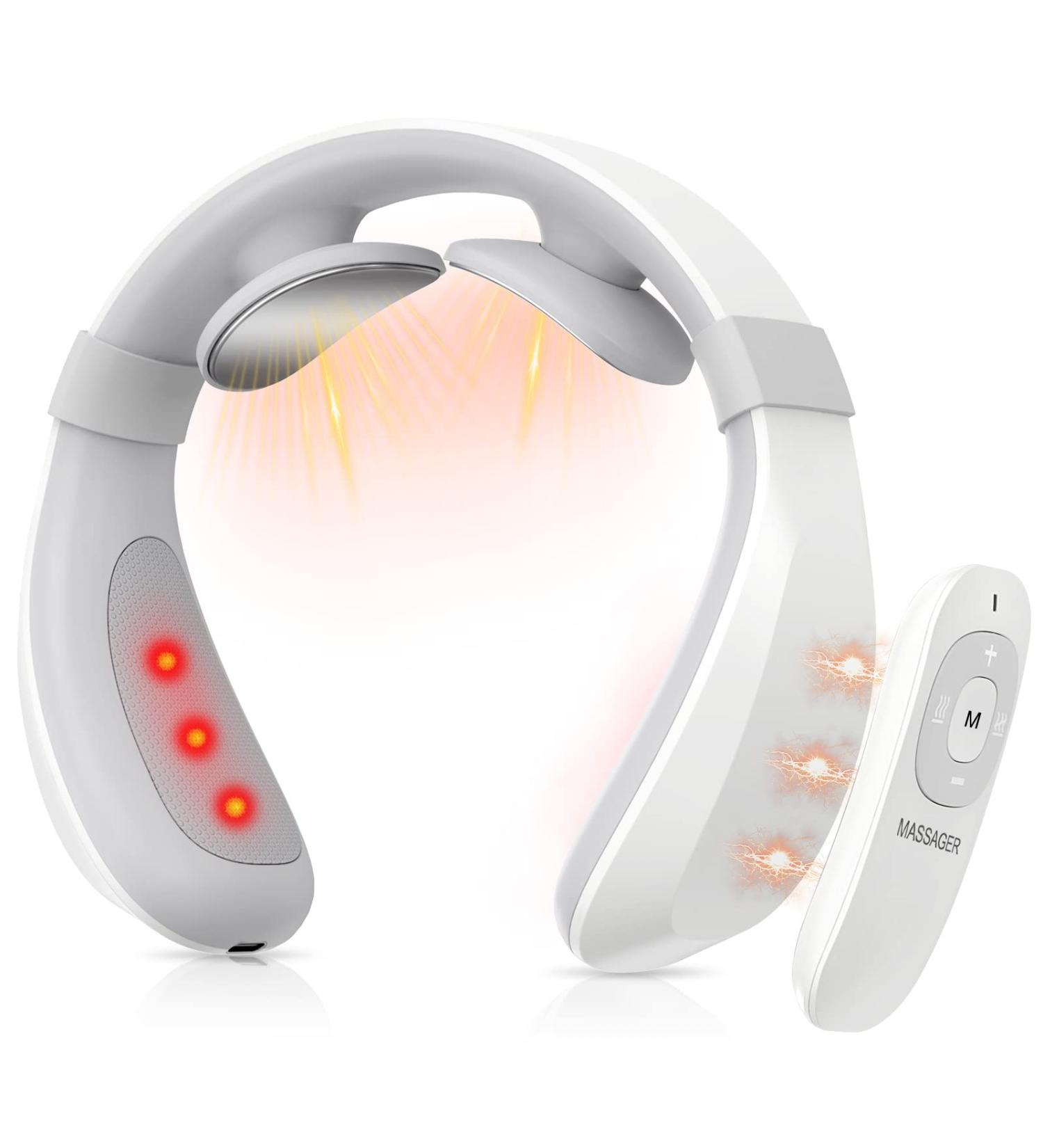Intelligent Heat Neck Massager for Pain Relief | 6 Modes, 15 Levels | Cordless Deep Tissue Trigger Point Massager | Ideal for Office, Home, Travel | Great Gift for Women, Men, Mom, Dad - Buy Online on SooperMarket.com