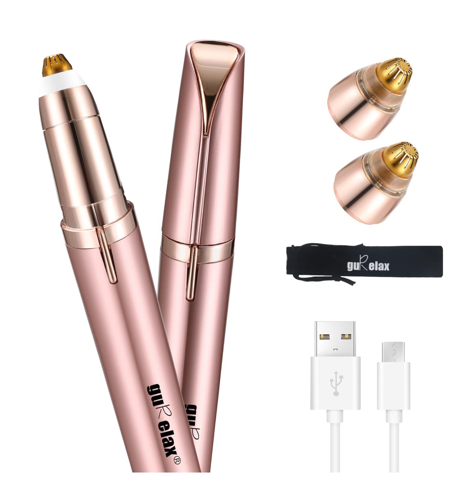 Rechargeable Electric Eyebrow Hair Remover for Women - Painless Hair Removal Razor with 2 Replacement Heads - Buy Online on SooperMarket.com