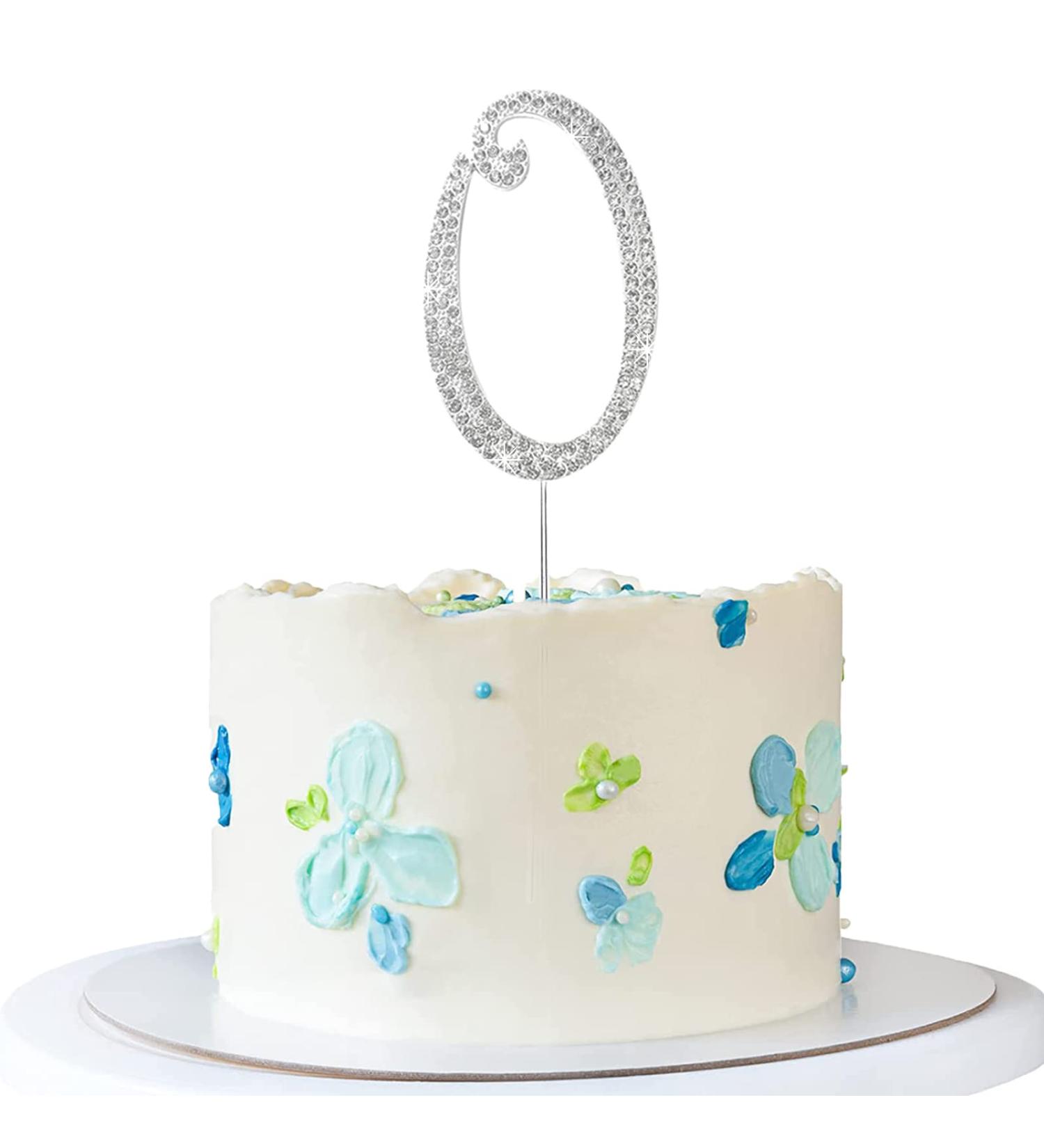ENSTAB 0-9 Silver Rhinestone Happy Birthday Cake Topper | Anniversary Cake Decoration | International Shipping - Buy Online on SooperMarket.com