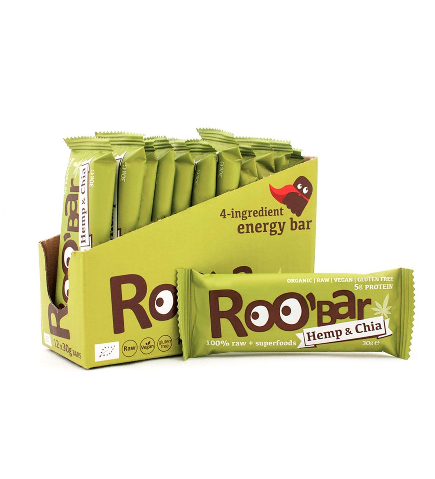 Buy Roobar Protein Bars - Hemp Milk-Free Gluten-Free 100% Organic Vegan & Raw - 12 x 30g Superfoods | Healthy Snack for International Shipping - Buy Online on SooperMarket.com