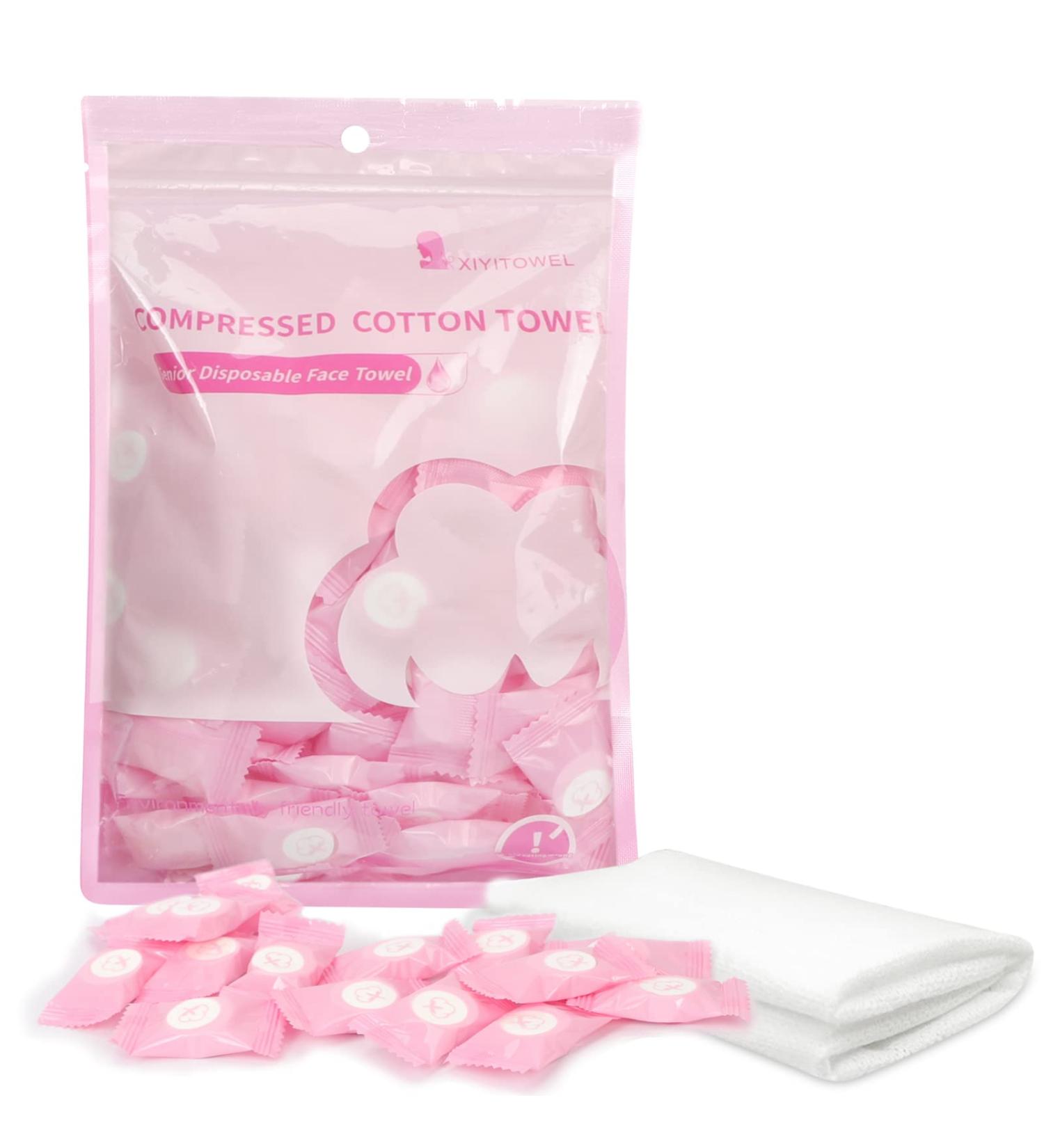 SimPolor 100/200 Compressed Towels - Portable Disposable Mini Toilet Paper Tablets for Travel Camping Sports and More | Pink 100-Pack - Buy Online on SooperMarket.com