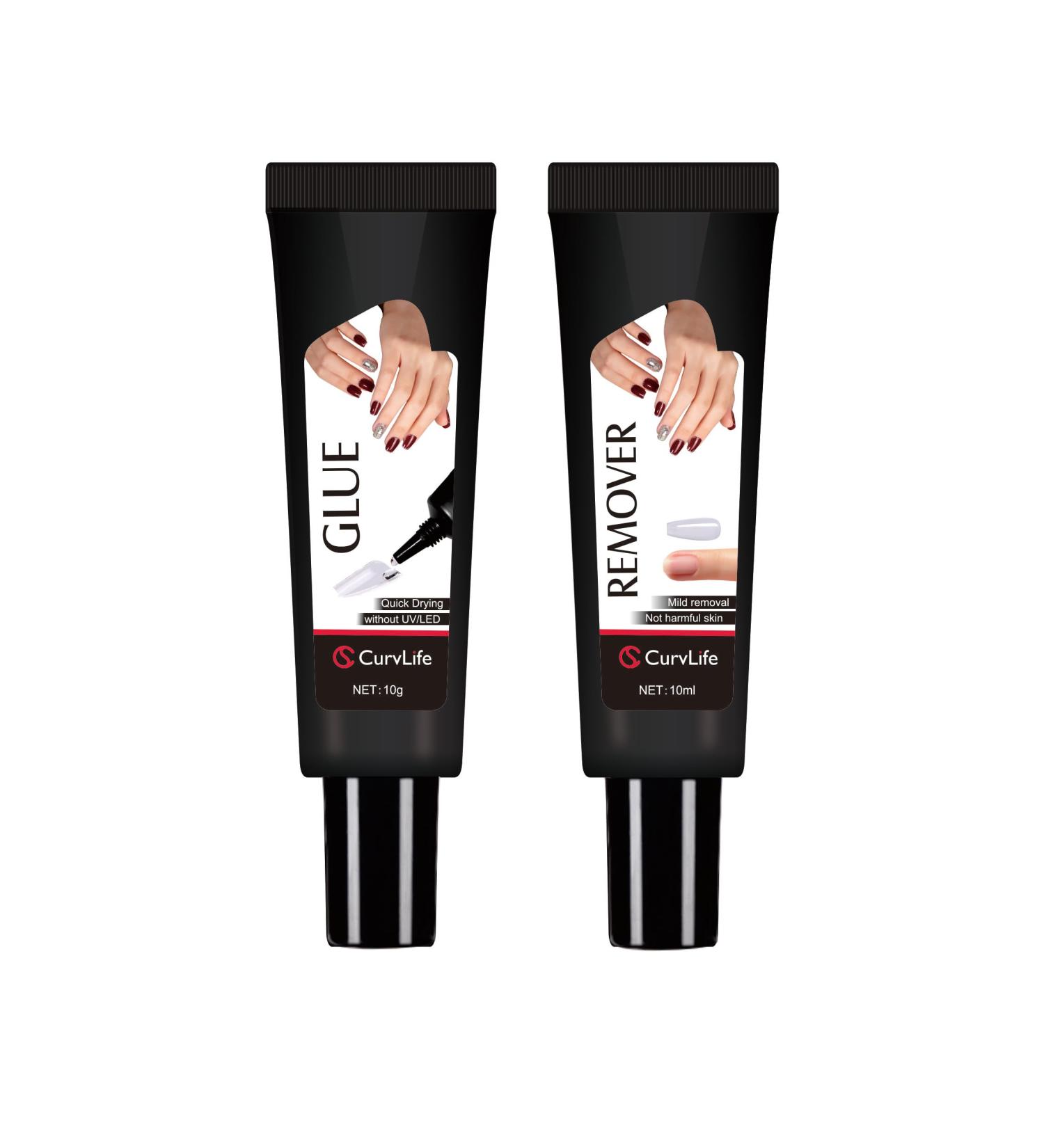 Newly Upgraded Quick Drying Nail Glue & Remover Kit - Long Lasting Press On & Fake Acrylic Nails - No UV Lamp Needed - Buy Online on SooperMarket.com