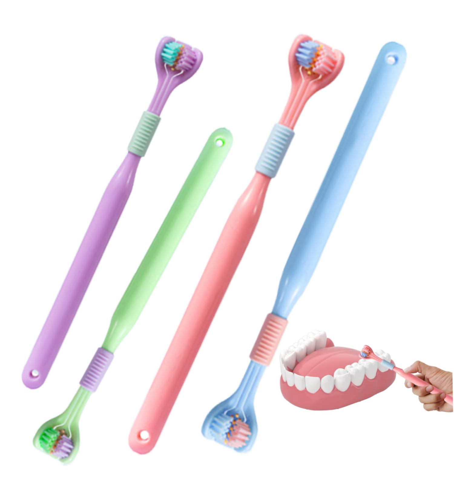 Buy 4PC Manual Toothbrush Set - 3 Page Bristle Path for Complete Dental Care - International Shipping - Buy Online on SooperMarket.com