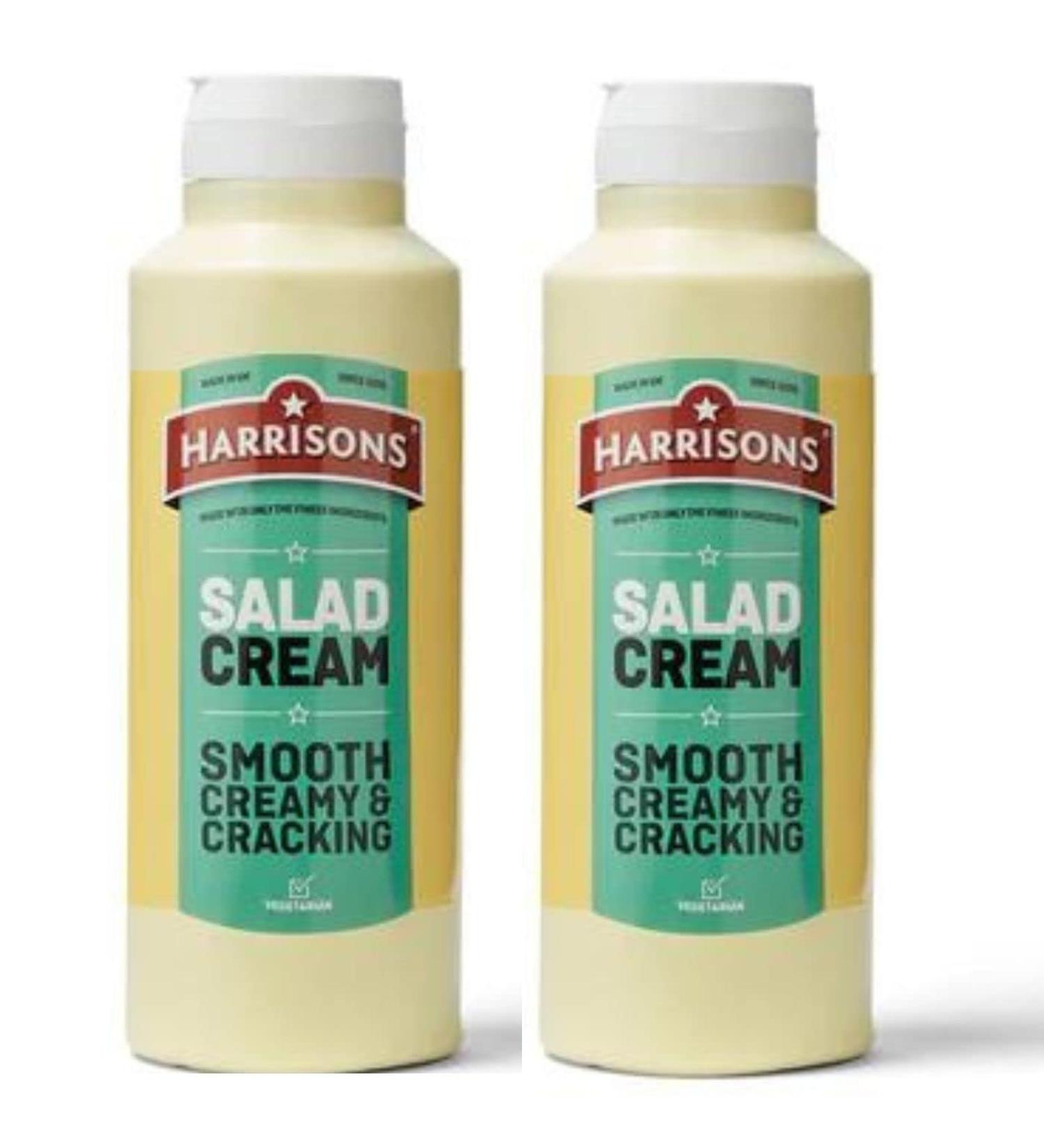 Harrison Salad Cream Sauce Pack of 2 Salad Cream Bottles 1 Liter Each No Artificial Color or Flavor Made in UK