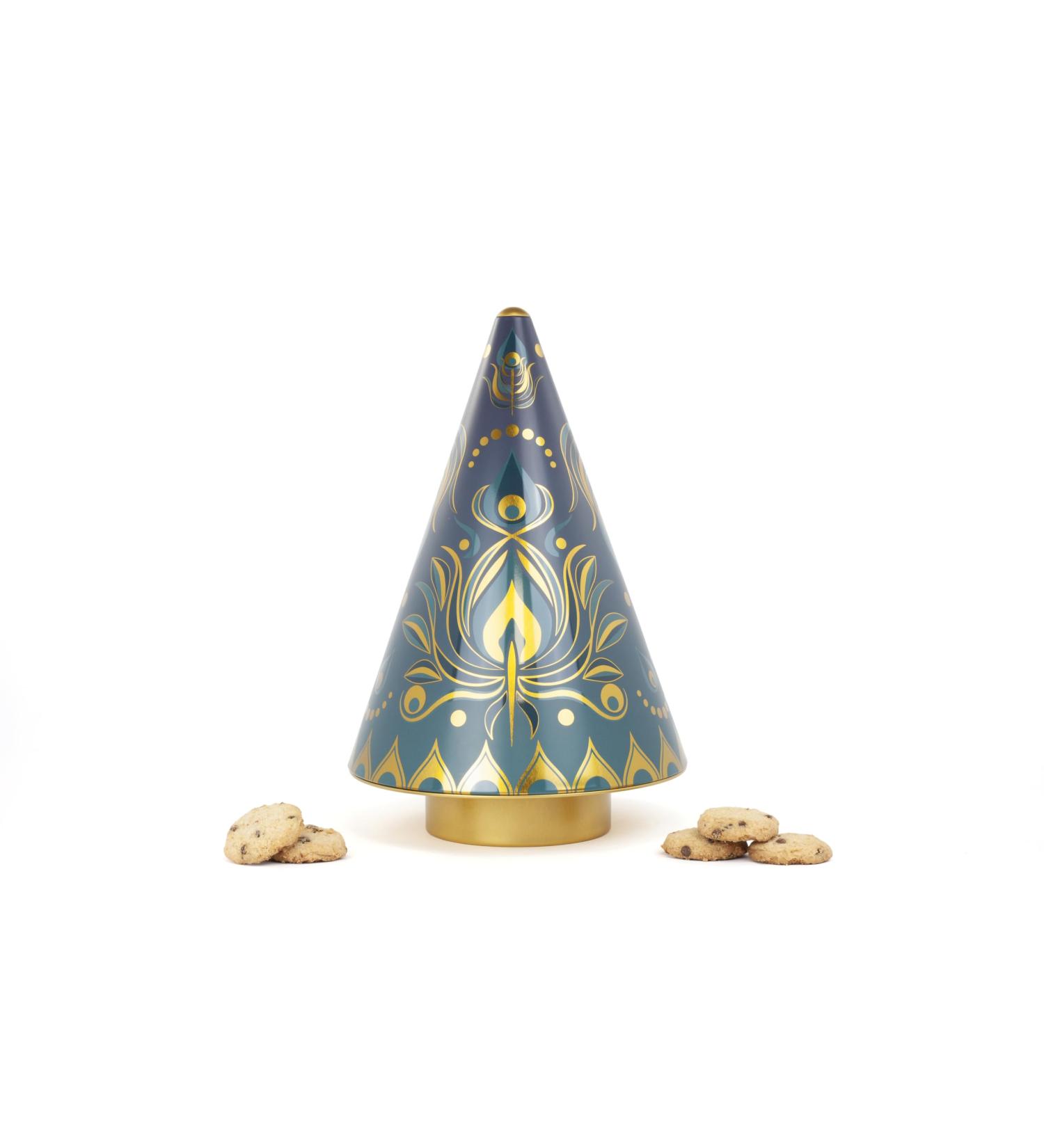 Musical Christmas Tree Biscuits Gift Set | Festive Biscuits Tin with Wind-Up Christmas Carousel | Food Gift Ideas for Women and Men | The Silver Crane Company - Buy Online on SooperMarket.com