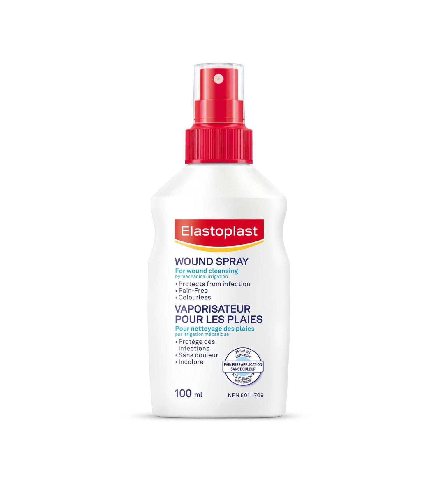 Elastoplast Wound Cleansing Spray 100ml | Protects against infections | Fast and pain-free application | Colourless solution doesn t stain clothes - Buy Online on SooperMarket.com