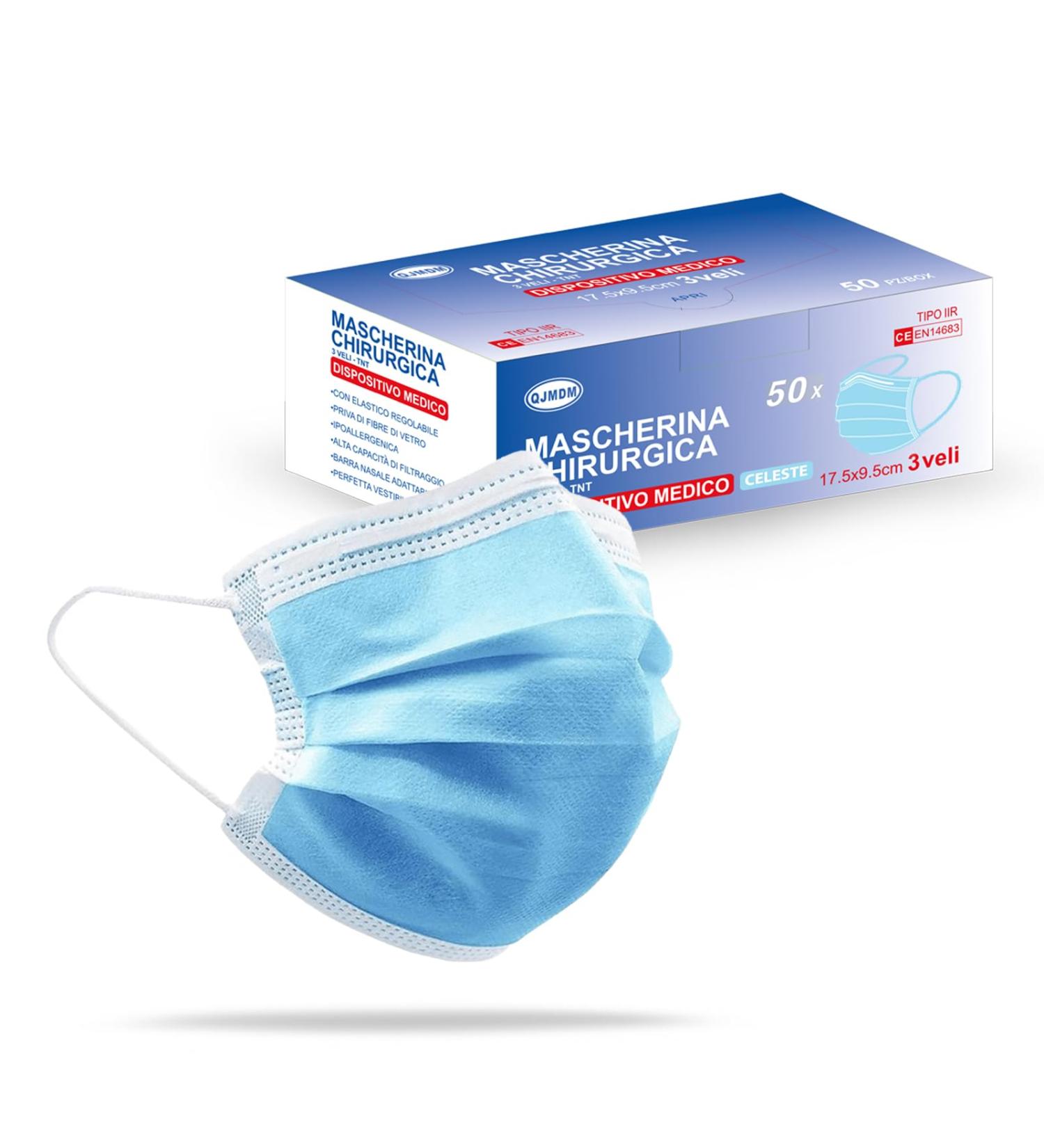 Medical IIR Standard EN14683 Certified 3-Layer Disposable Face Masks - Blue 50 Pack | BFE 98% Oral & Surgical Protection - Buy Online on SooperMarket.com