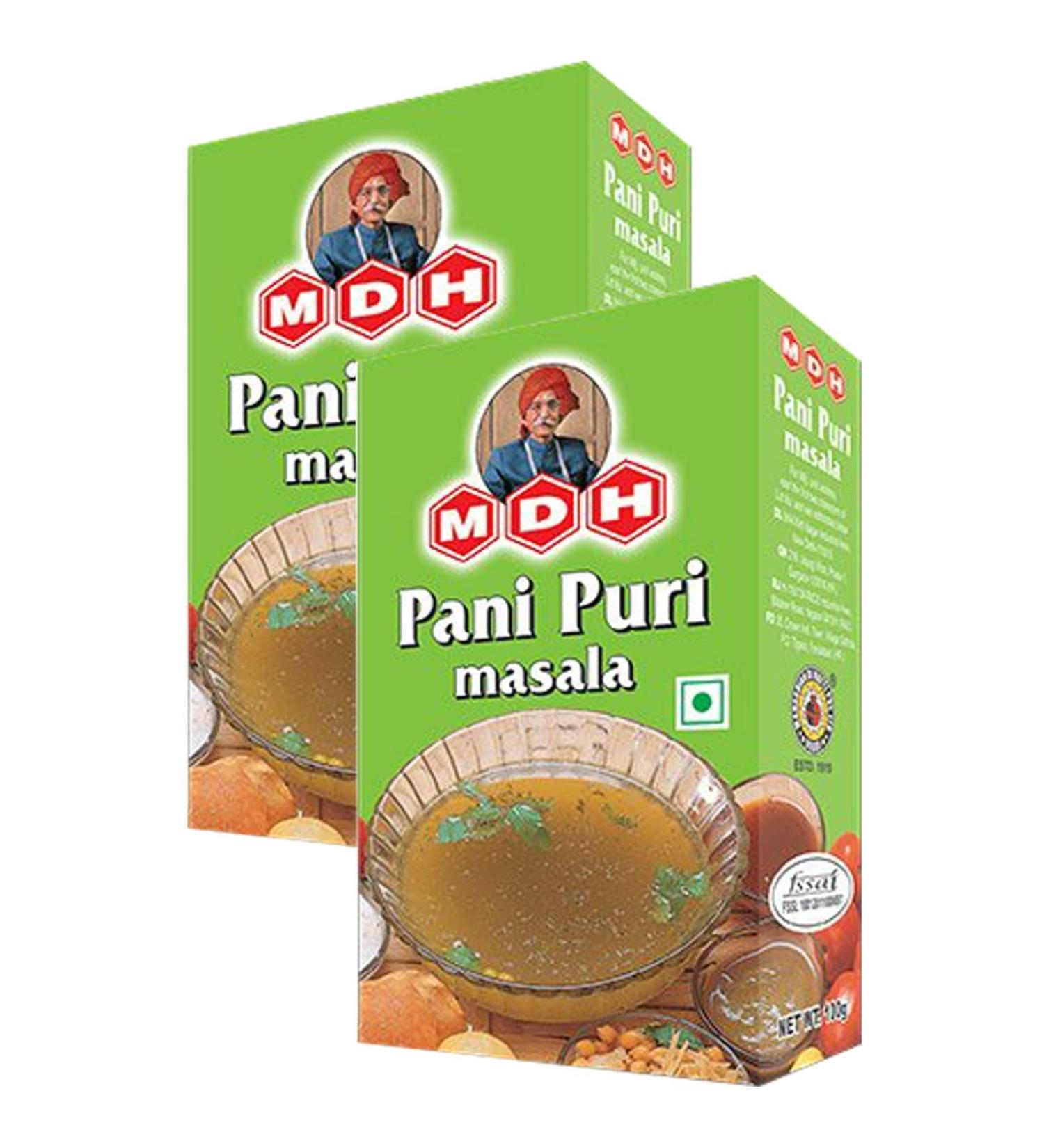 MDH Pani Puri (Gol Gappa) Masala 100g (Pack of 2) - An Important Ingredient In preparation of Pani Puri water - Aromatic And Flavoful Blend Of Spices Pani Puri (Gol Gappa) 100 g (Pack of 2) - Buy Online on SooperMarket.com