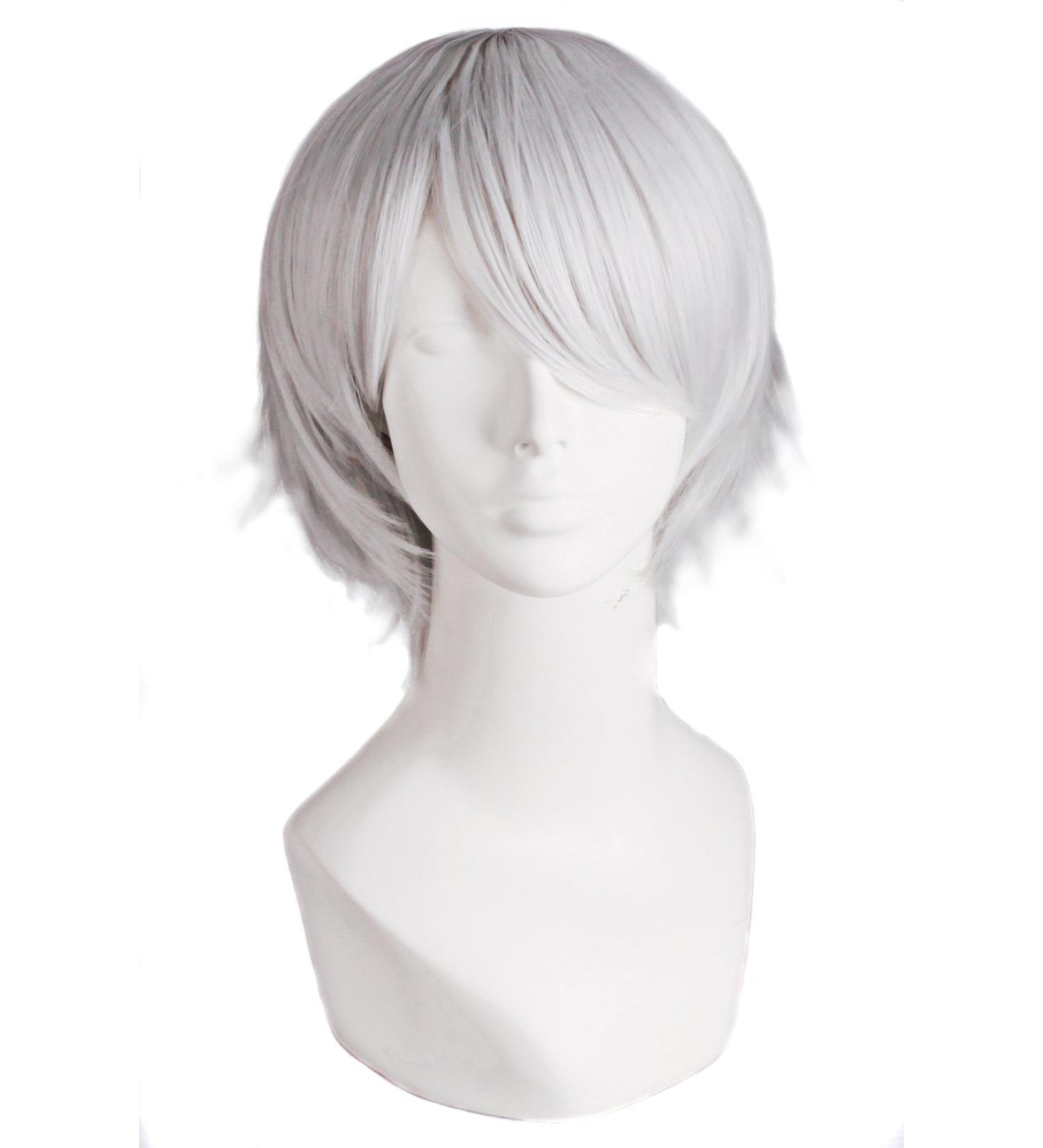 MapofBeauty Men's Short Straight Wig - Silver Grey Cosplay Costume - Buy Online on SooperMarket.com