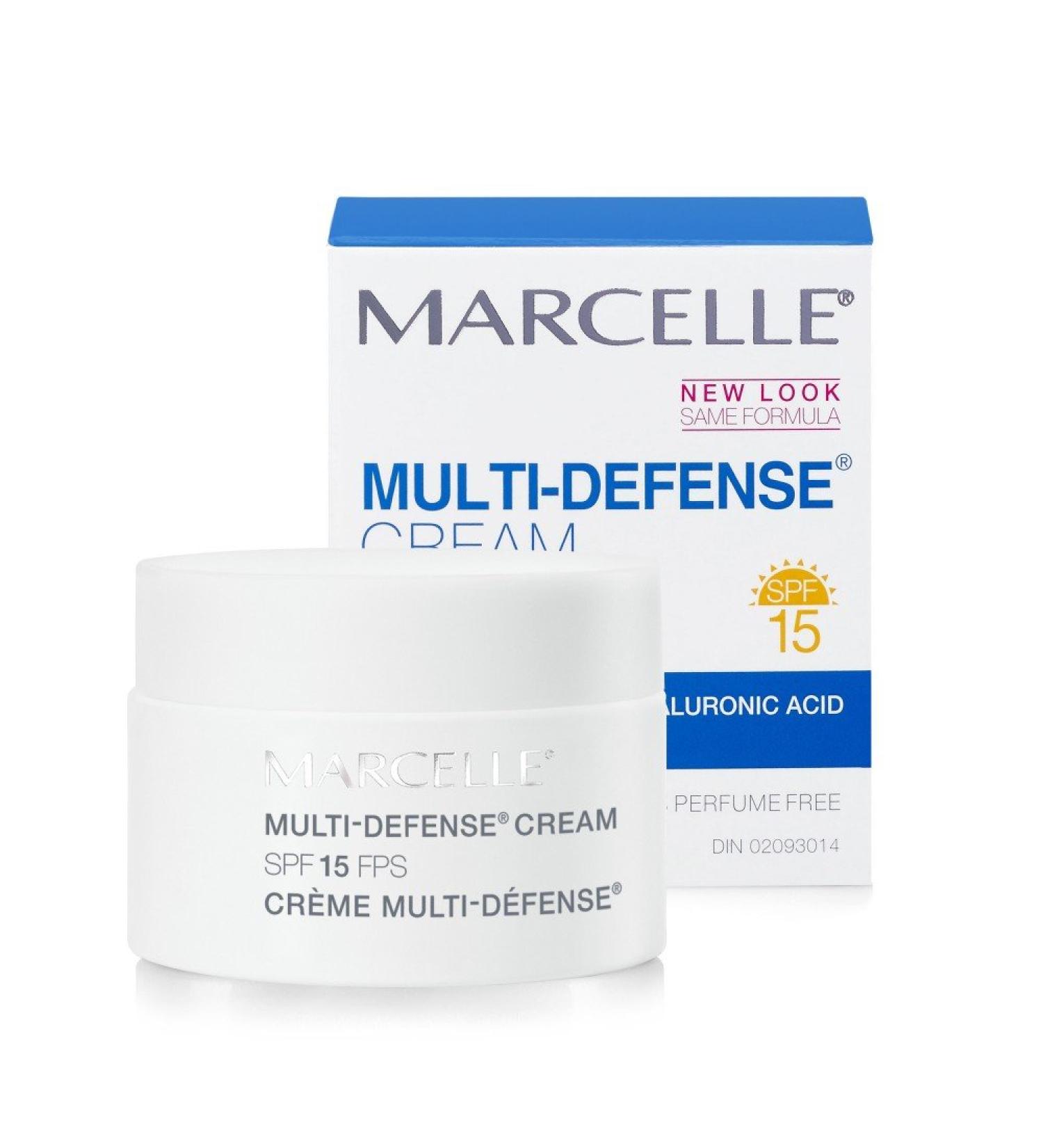 Marcelle Multi-Defense Cream SPF 15 Moisturizing & Smoothing with Hyaluronic Acid & Vitamins A and E Cruelty-Free Hypoallergenic Non-Comedogenic Fragrance-Free 50 mL