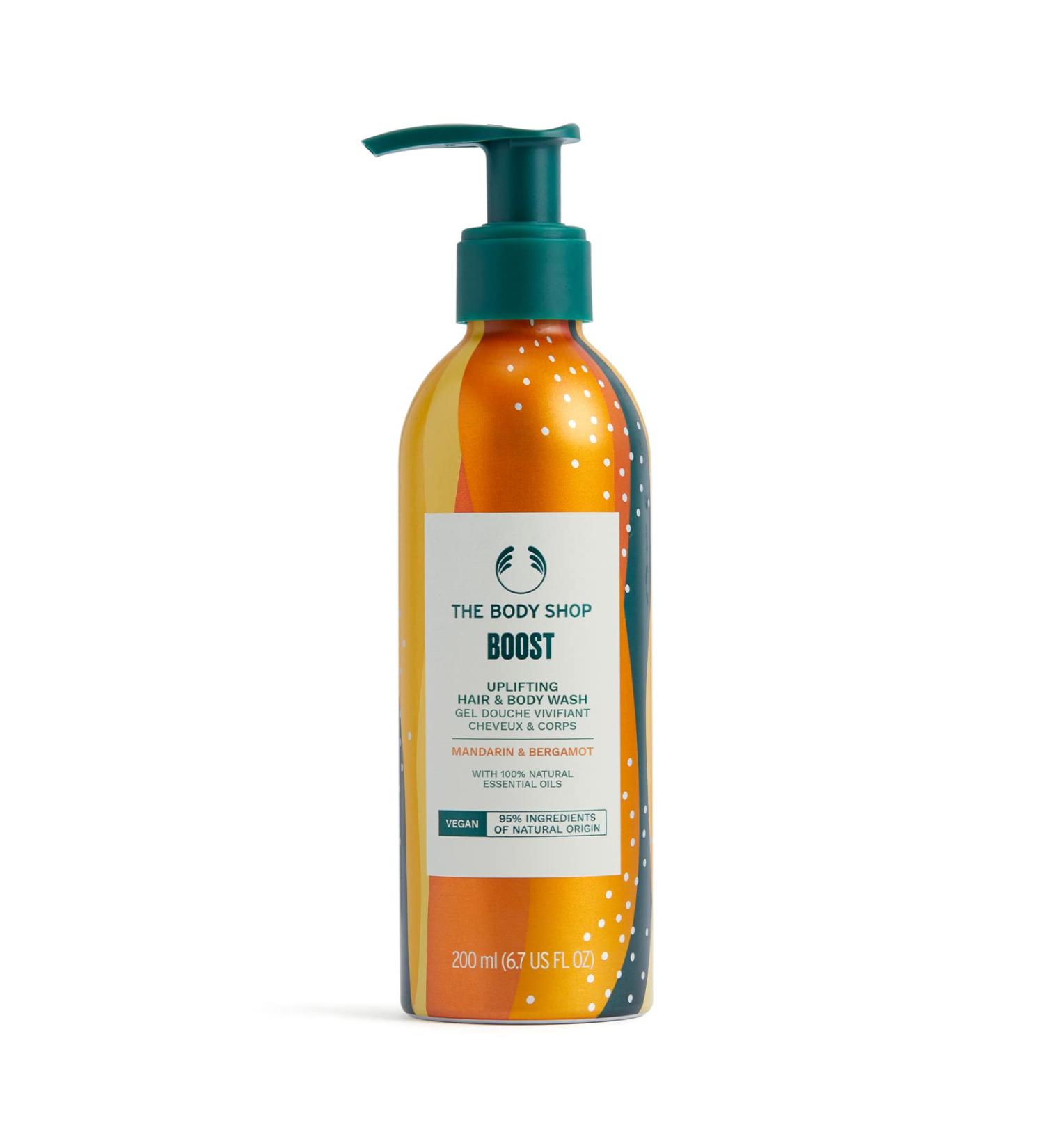 The Body Shop Boost Uplifting Hair & Body Wash - Energizing Vegan Formula with Mandarin & Bergamot Essential Oil - 6.7oz - Buy Online on SooperMarket.com