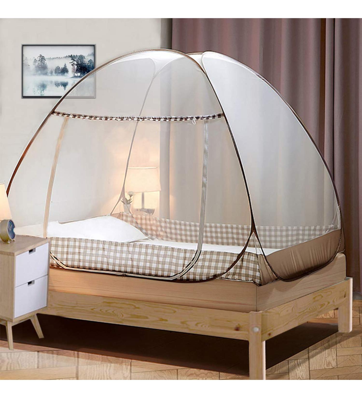 Tinyuet Mosquito Net for Bed  39.3x78.7in Pop-up Mosquito Net Tent for Indoor and Outdoor Use  Portable Double Door Travel Mosquito Net with Net Bottom  Insect Screen-Brown Edge Brown 39.3x78.7 Inch (Pack of 1) - Buy Online on SooperMarket.com