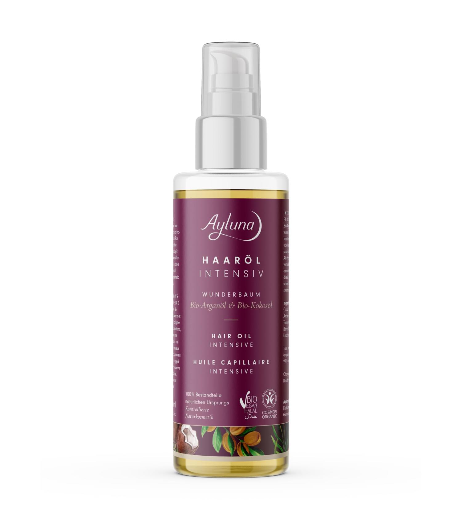 Ayluna Natural Cosmetics Hair Oil Intensive Miracle Tree with Organic Argan Oil Organic Coconut Oil and Organic Burdock Root 100 ml