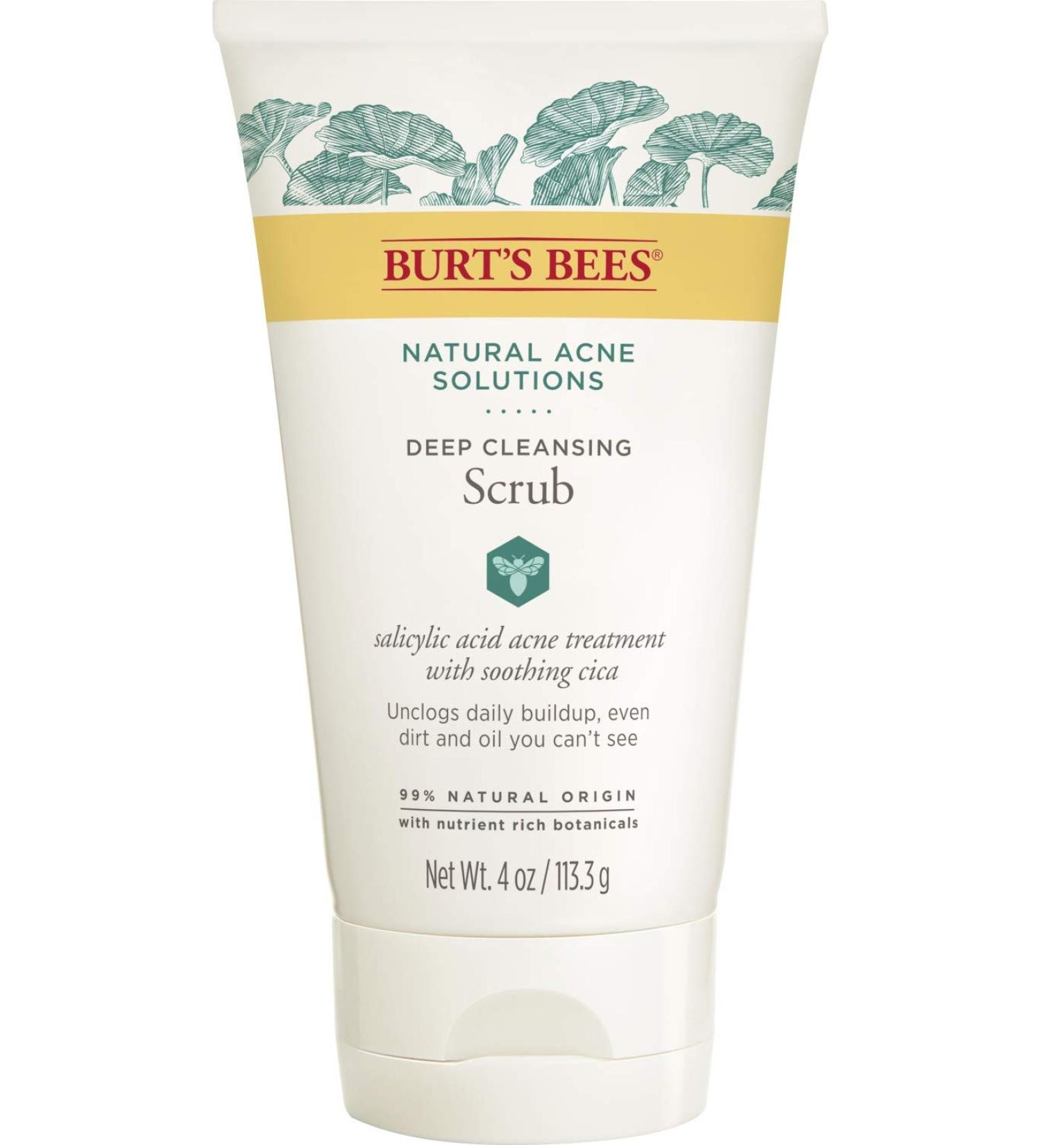 Burt's Bees Natural Acne Solutions Pore Refining Cleansing Scrub 4 Oz - Exfoliating Face Wash for Oily Skin - Buy Online on SooperMarket.com