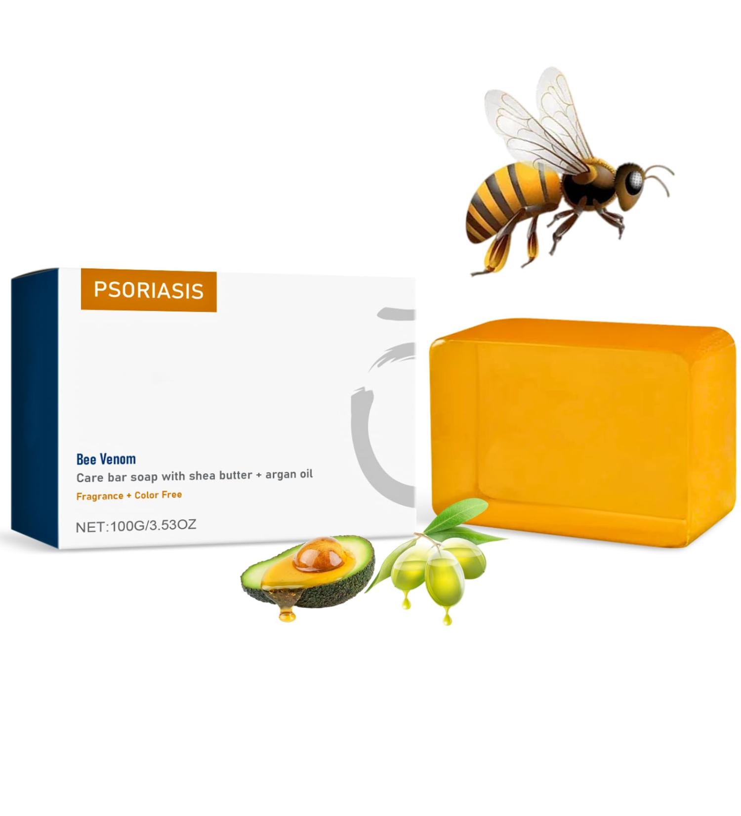 Bee Venom Soap Bee Venom Moisturing Soap Bars - Natural Soap Bar with Shea Butter & Argan Oil Bee Venom Psoriasis Soap Organic Soap - Body Soap Bars Shower Soap - Deep Cleanse Bar Soap for Skin - Buy Online on SooperMarket.com