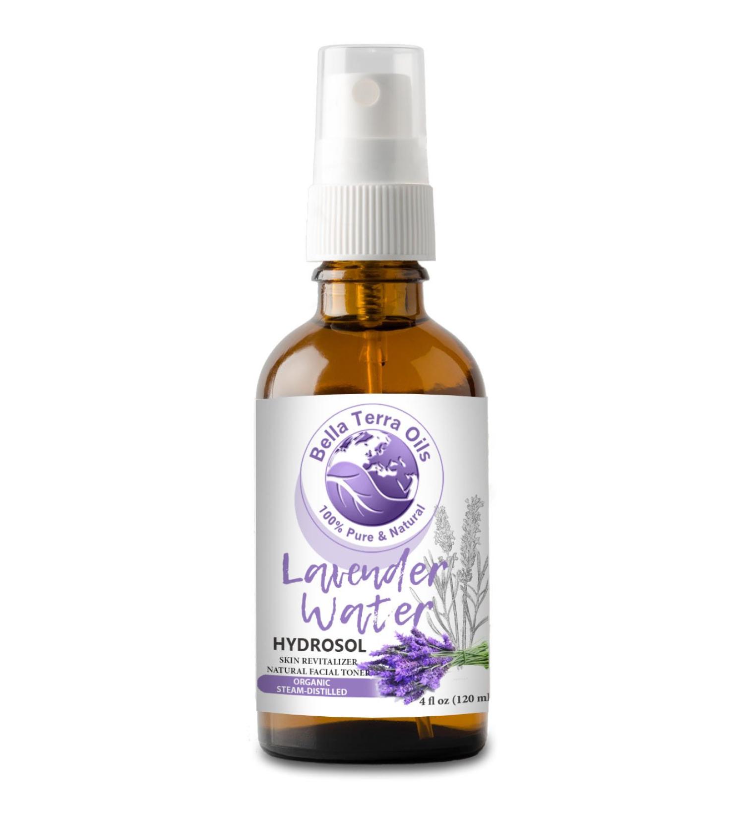 Organic Lavender Hydrosol 4oz - Alcohol-Free Facial Toner & Body Mist by Bella Terra Oils - Buy Online on SooperMarket.com