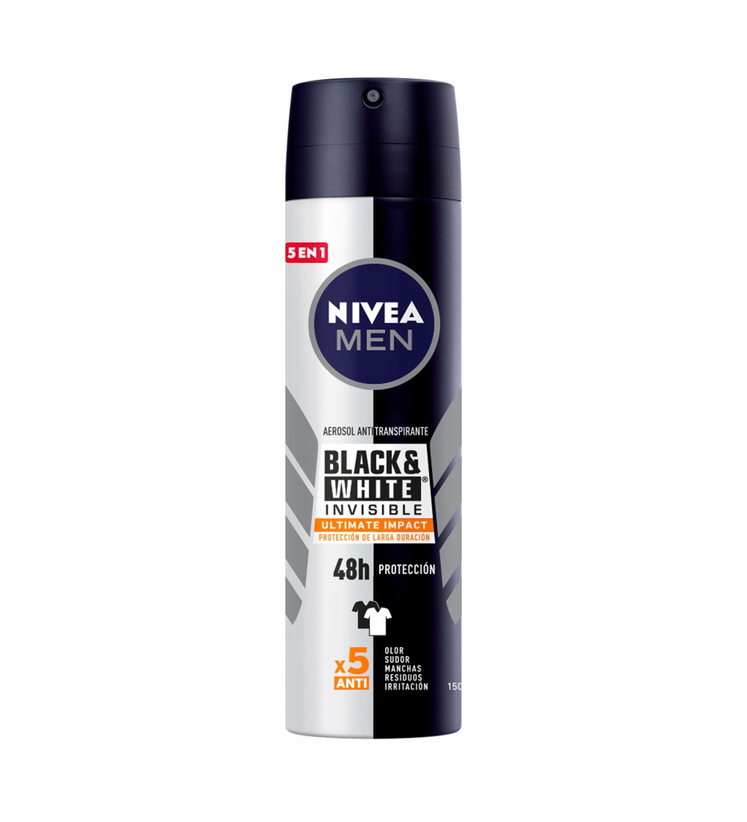 NIVEA MEN Desodorante Antimanchas Black & White Invisible 150ml - Protecci n Antitranspirante 48h Sin Olores Sin Manchas Sin Irritaci n - Env o Internacional - Buy Online on SooperMarket.com