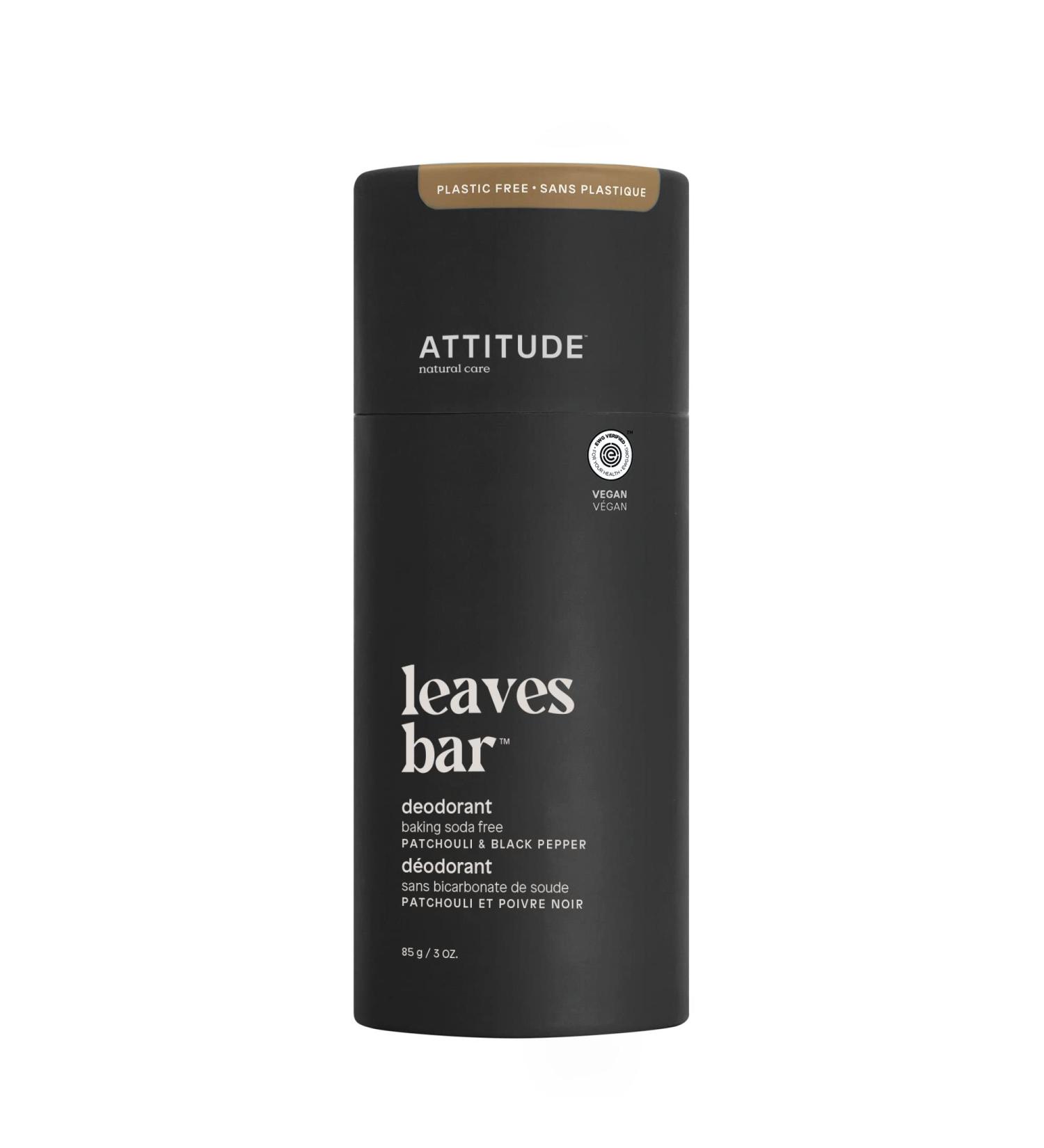 ATTITUDE Plastic-Free Deodorant | Aluminum-Free, Baking-Soda Free | Vegan & Cruelty-Free | EWG Verified | Patchouli & Black Pepper | 3 oz - Buy Online on SooperMarket.com