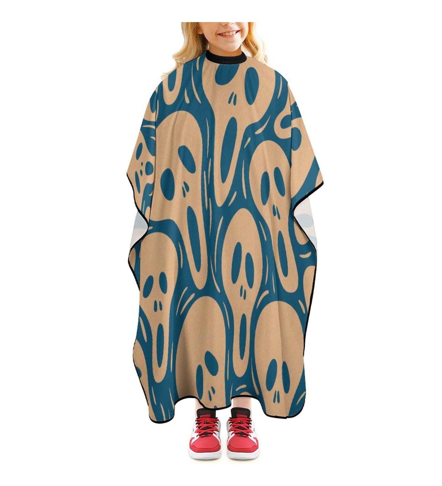 Ghost Boo Background Barber Cape | Professional Hair Cutting Cape for Kids - Cute Apron for Boys & Girls - Buy Online on SooperMarket.com