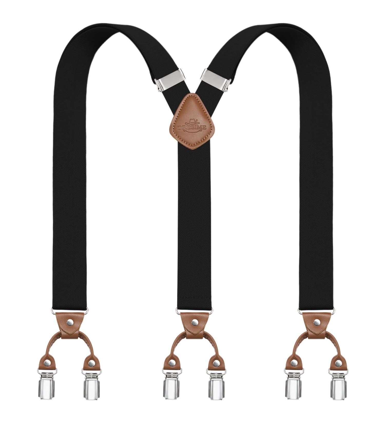 Men's Adjustable Y-Back Braces with 6 Metal Clips - Heavy Duty Elastic Pants Braces - Dresime H se B rs - Buy Online on SooperMarket.com