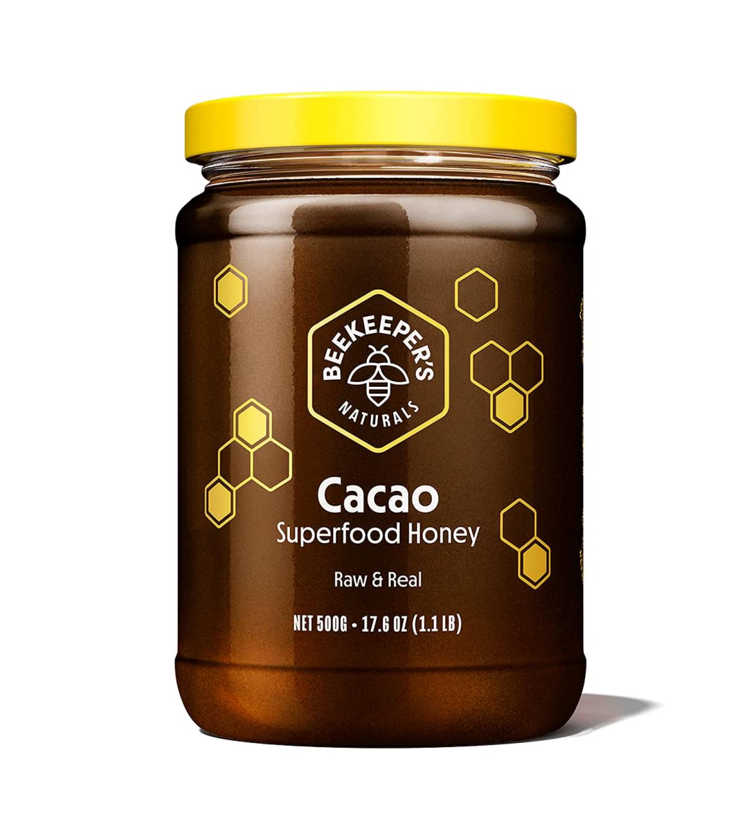 Beekeeper's Naturals Superfood Honey Cacao 17.6 oz (500g) | Organic & Nutrient-Rich Delight - Buy Online on SooperMarket.com