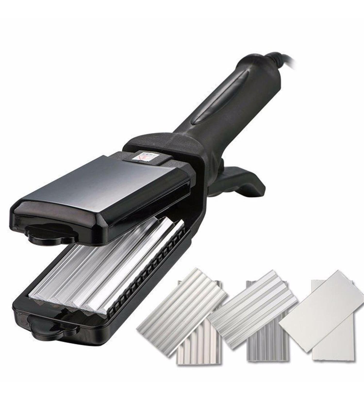3 Plate Hair Crimper & Straightener - Titanium Flat Iron & Waver - Adjustable Temperature Curling Tool for Fluffy Waves - Buy Online on SooperMarket.com